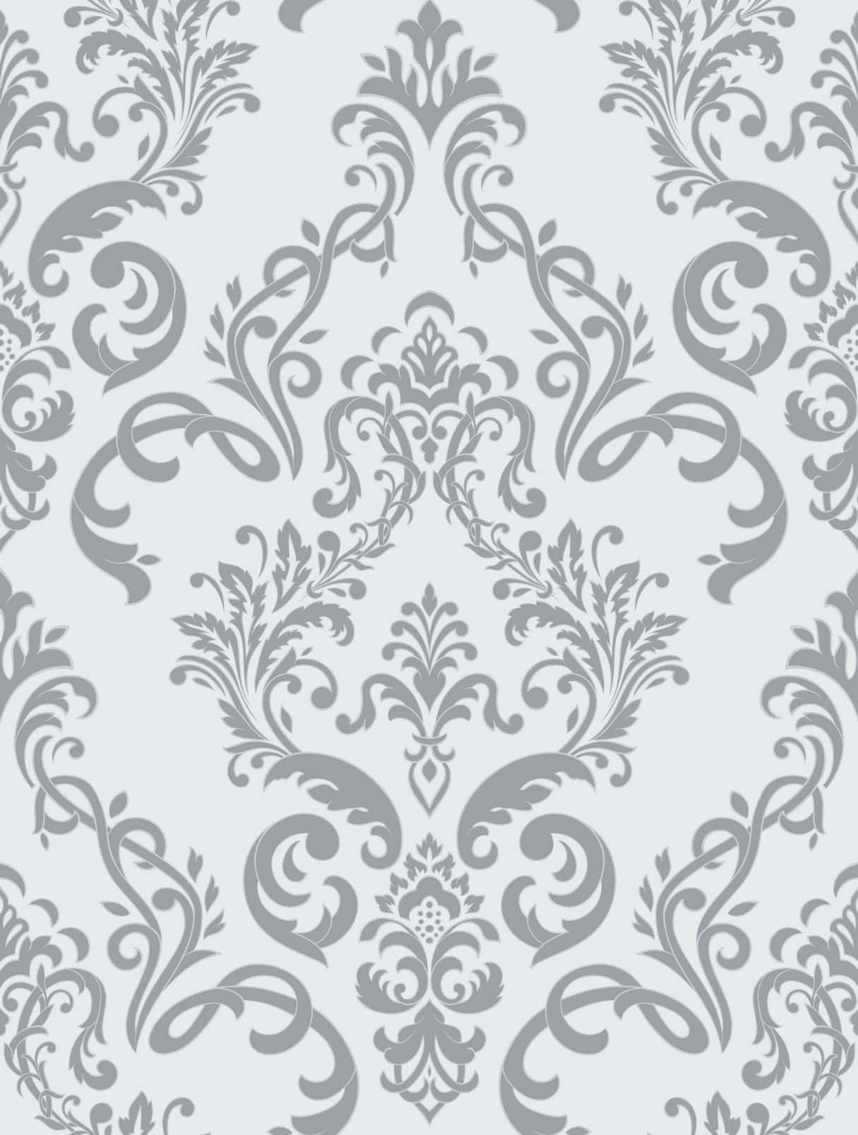 elegant gray damask pattern, intricate swirling floral patterns, soft light gray background, HD Phone Wallpaper