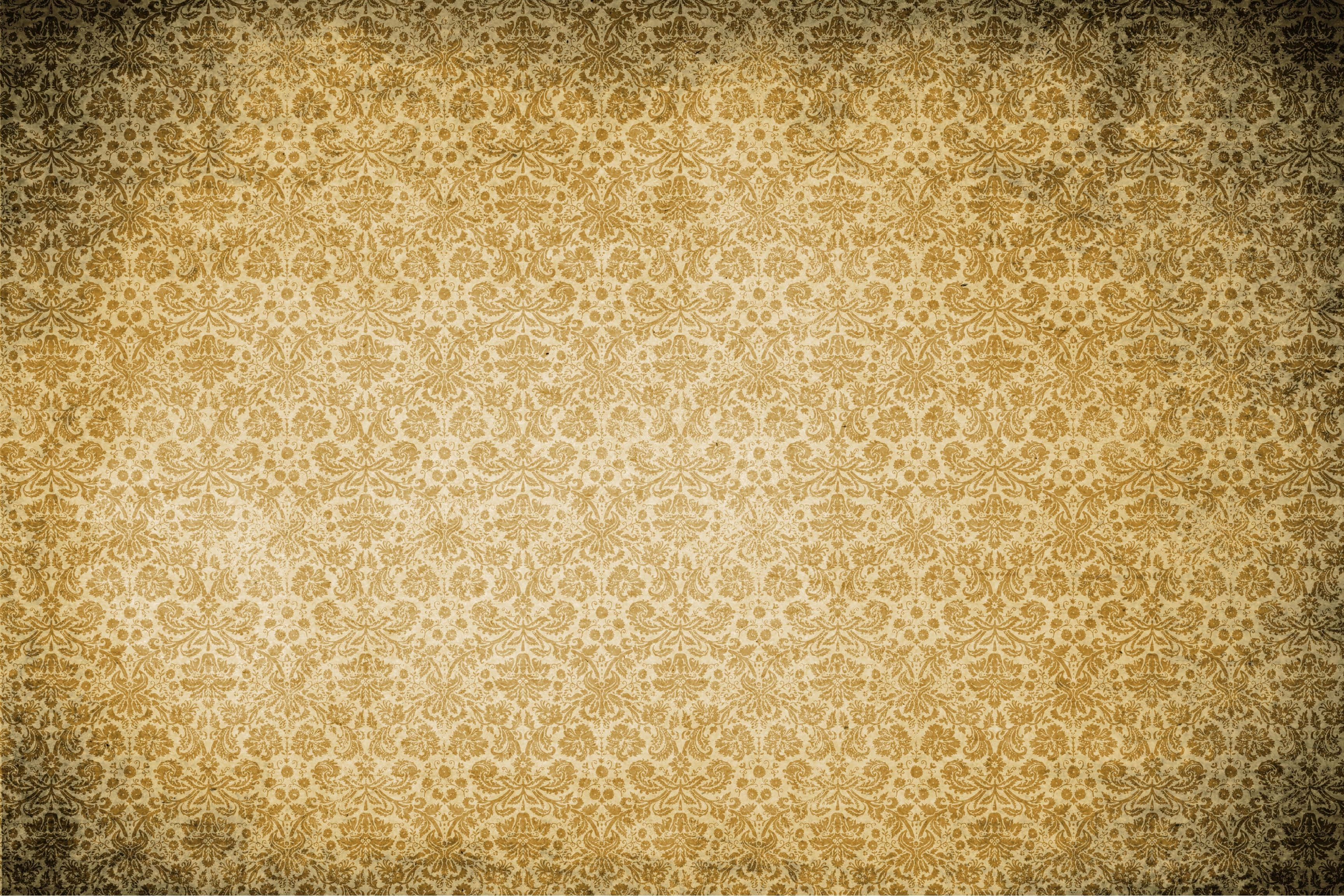 vintage damask pattern, gold, faded texture, 2K Desktop Wallpaper
