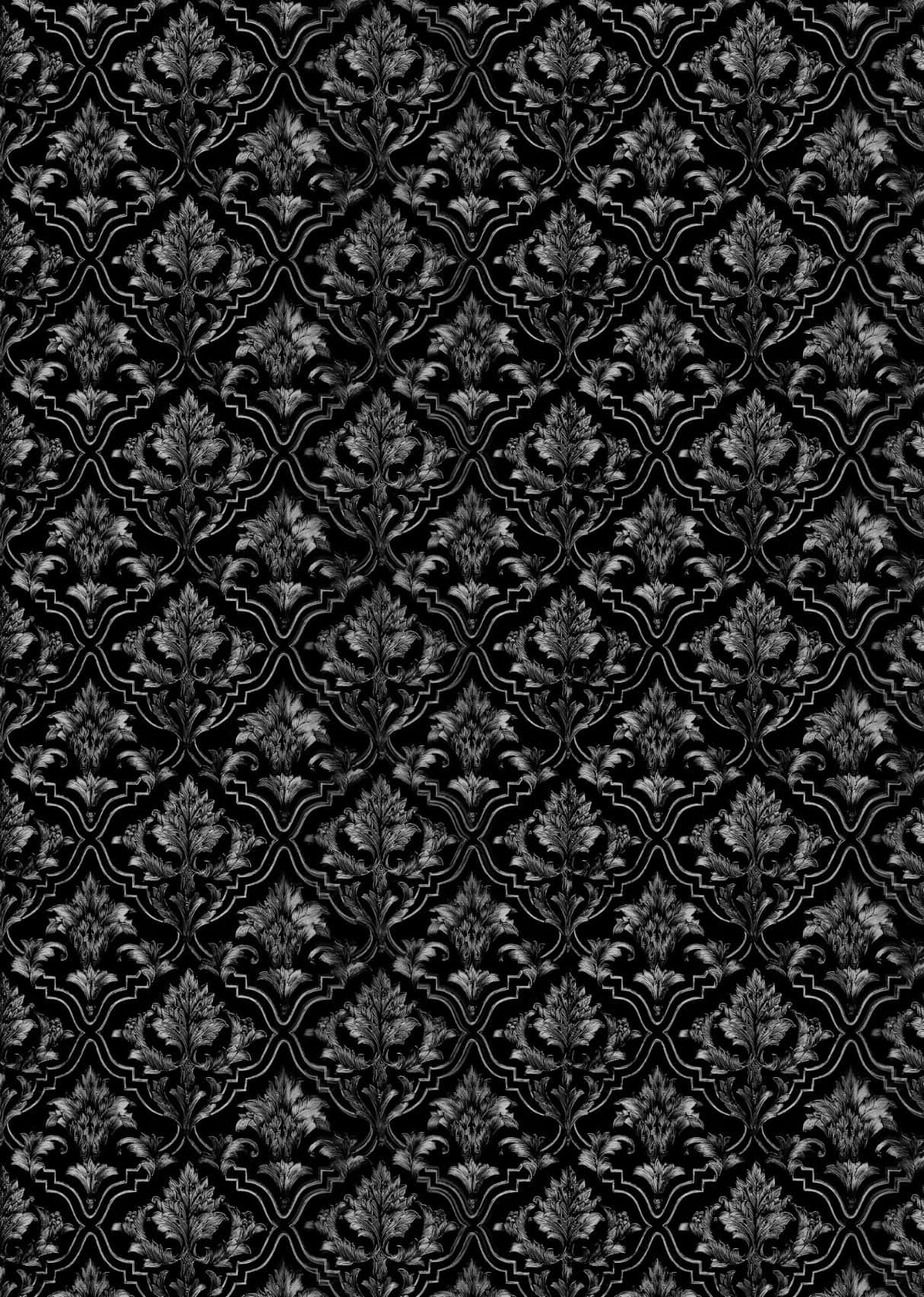 elegant black damask pattern, black and white damask, intricate repeating floral and geometric patterns, HD Phone Wallpaper