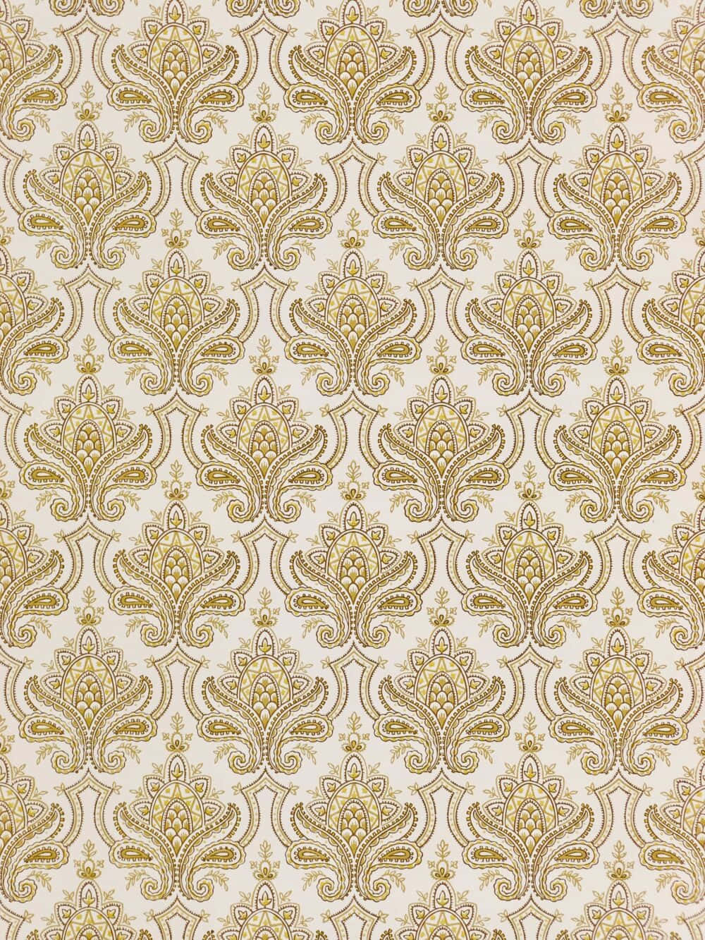 golden damask pattern, creamy off-white background, paisley patterns, HD Phone Wallpaper
