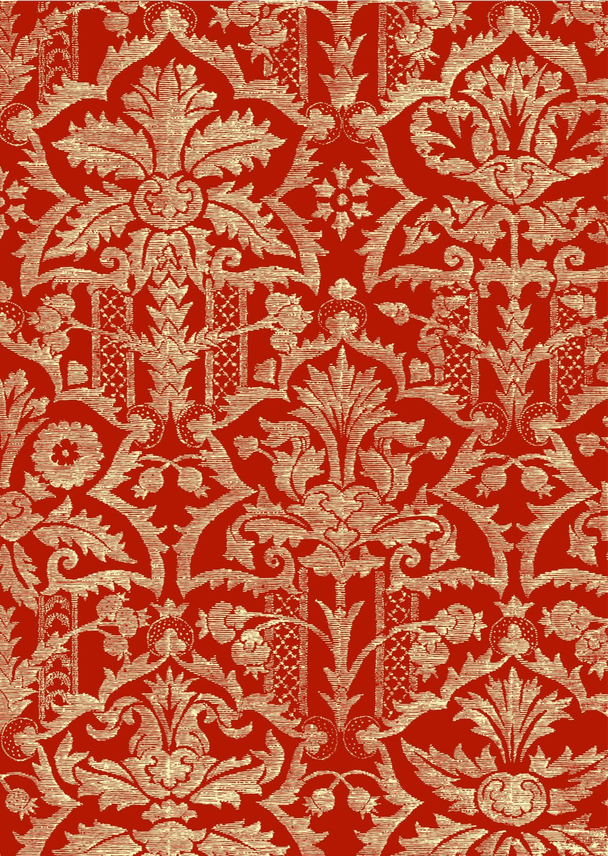 red gold damask pattern, intricate gold damask patterns, repeating floral motifs, HD Phone Wallpaper