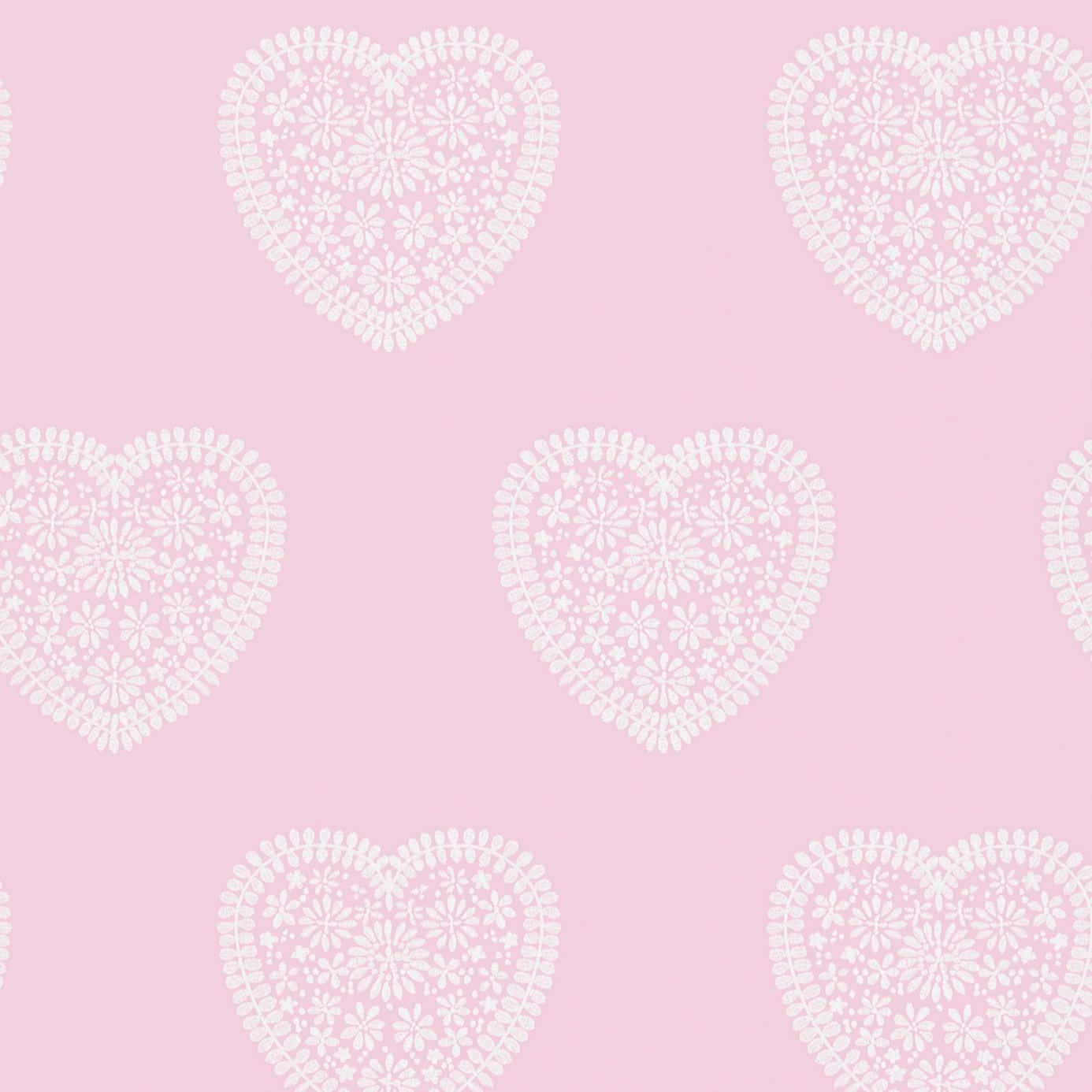 soft pink, pink wallpaper, repeating white lace heart patterns, HD Desktop Wallpaper