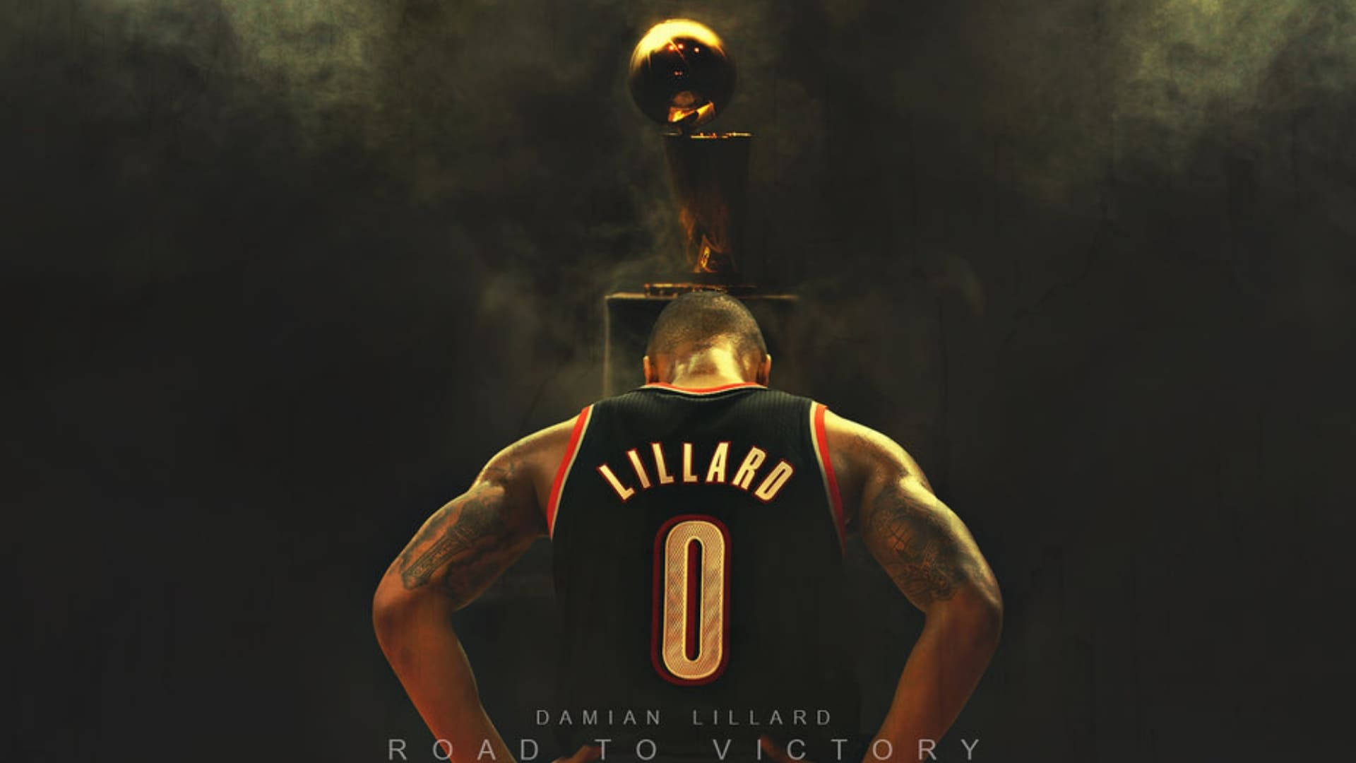 Damian Lillard, black jersey, number zero, Full HD Desktop Wallpaper