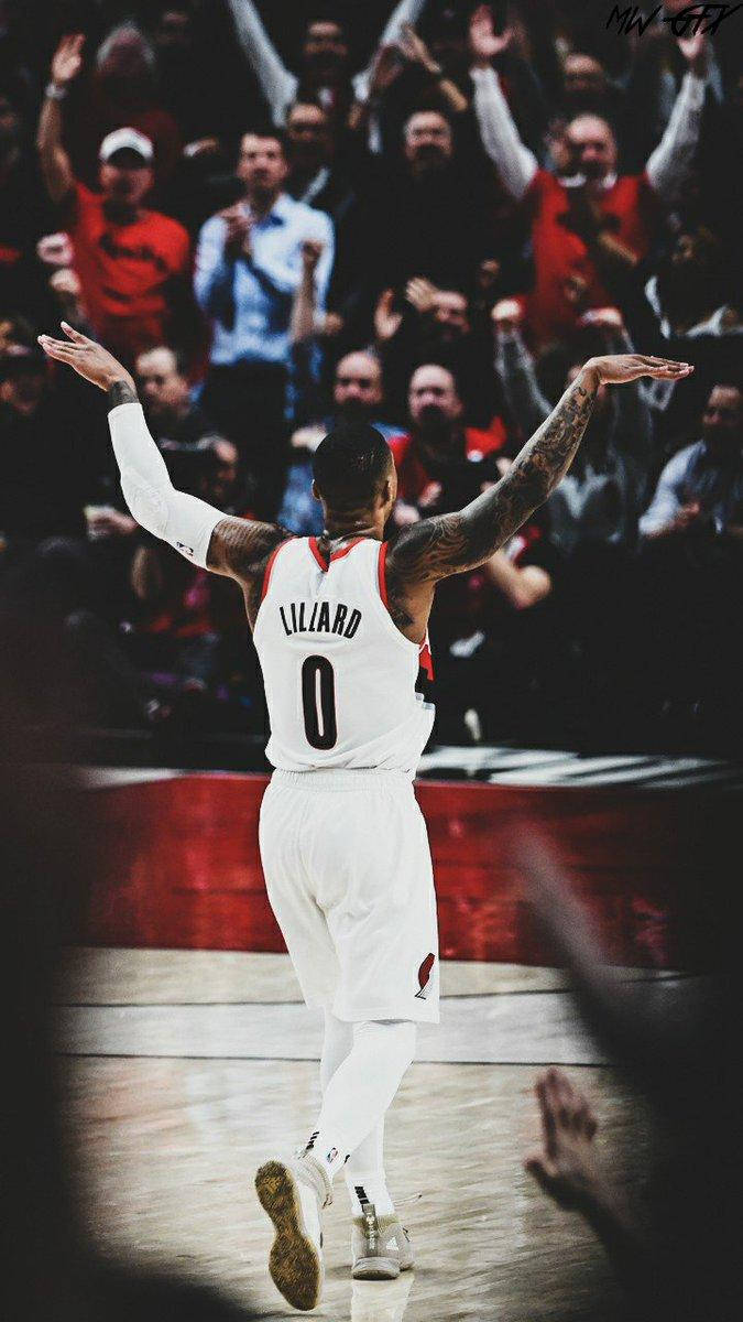 Damian Lillard, white jersey, number zero, SD Phone Wallpaper