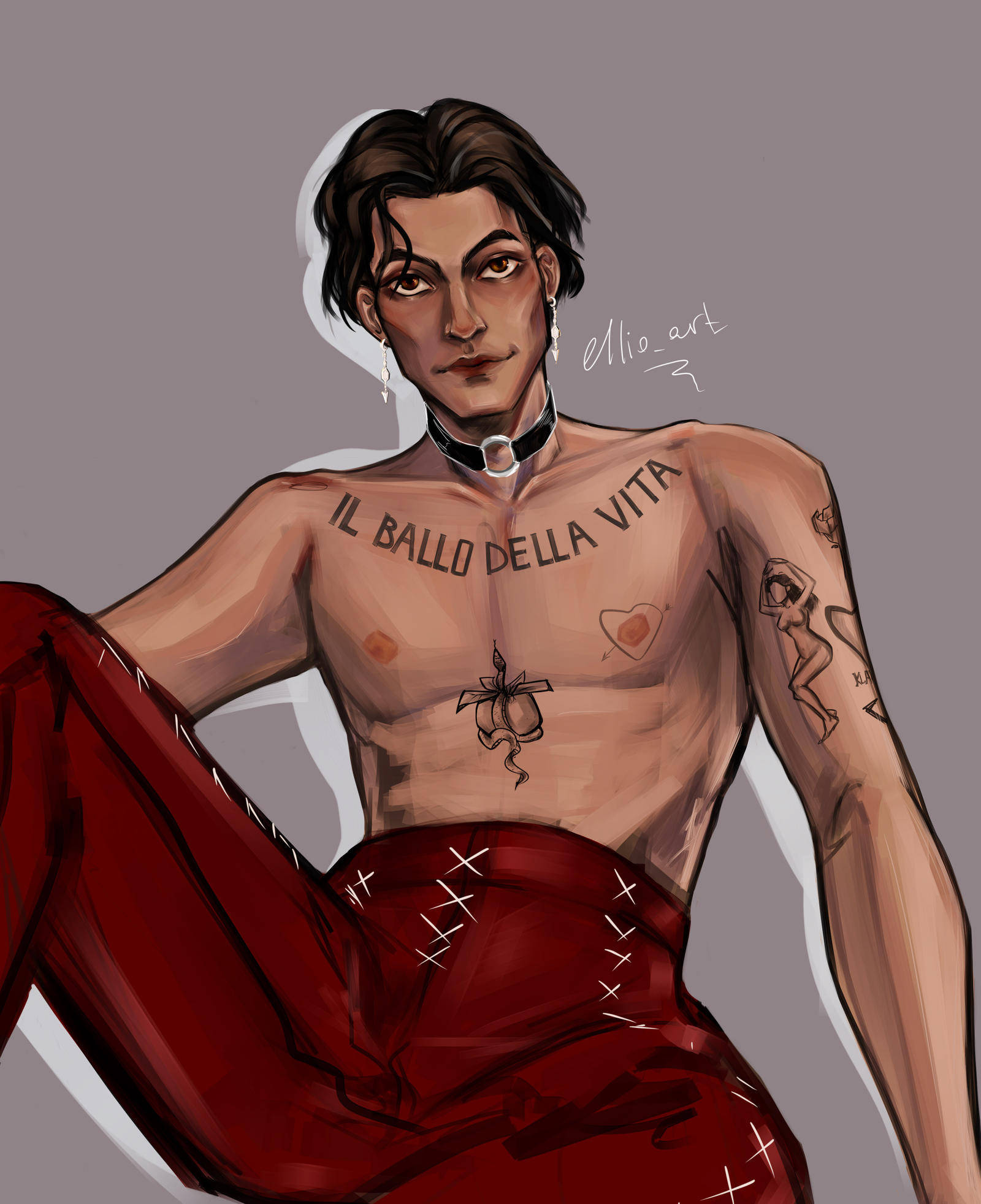 Damiano David, digital sketch, tattoos, Full HD Phone Wallpaper