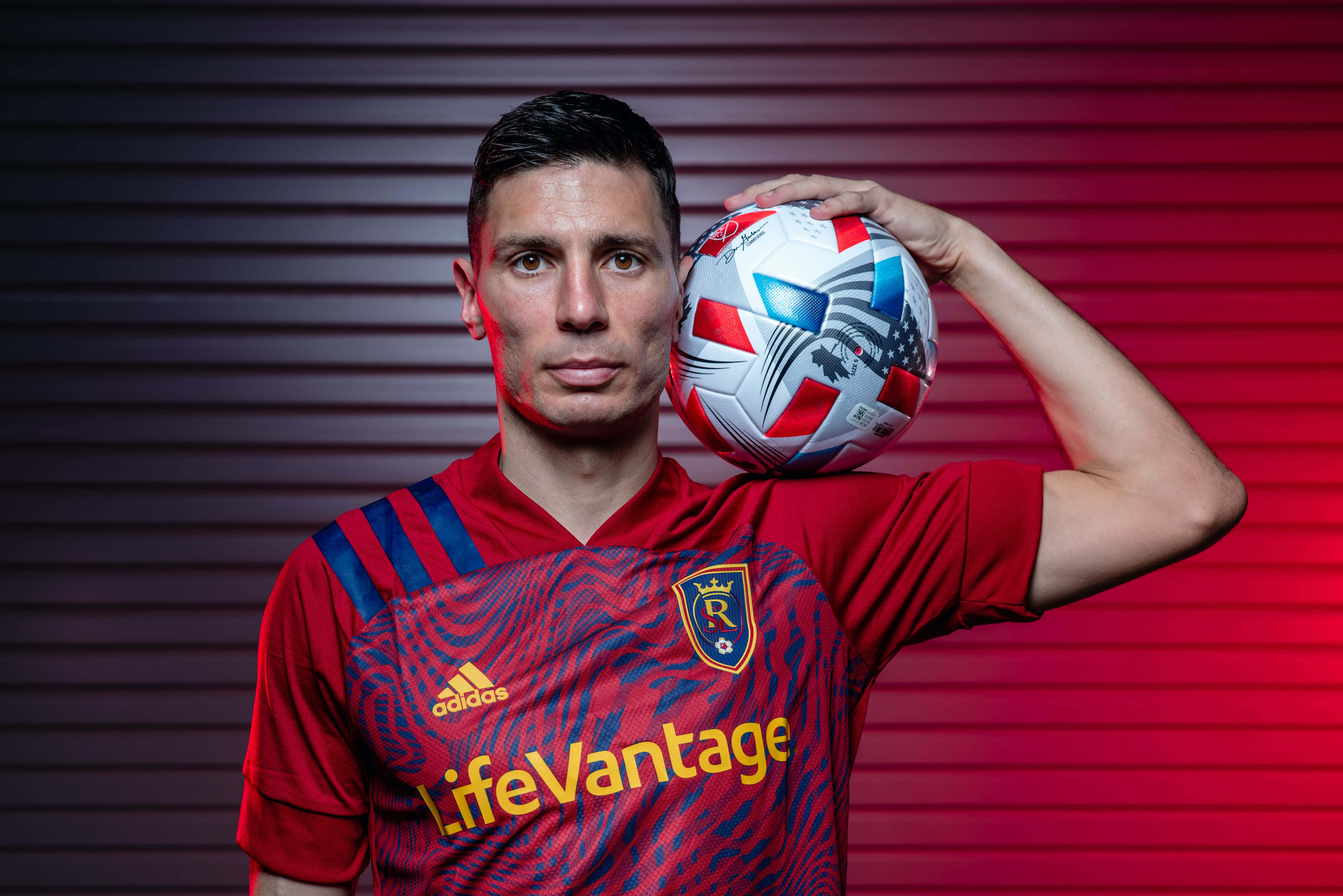 Damir Kreilach, football, red jersey, 5K Desktop Wallpaper