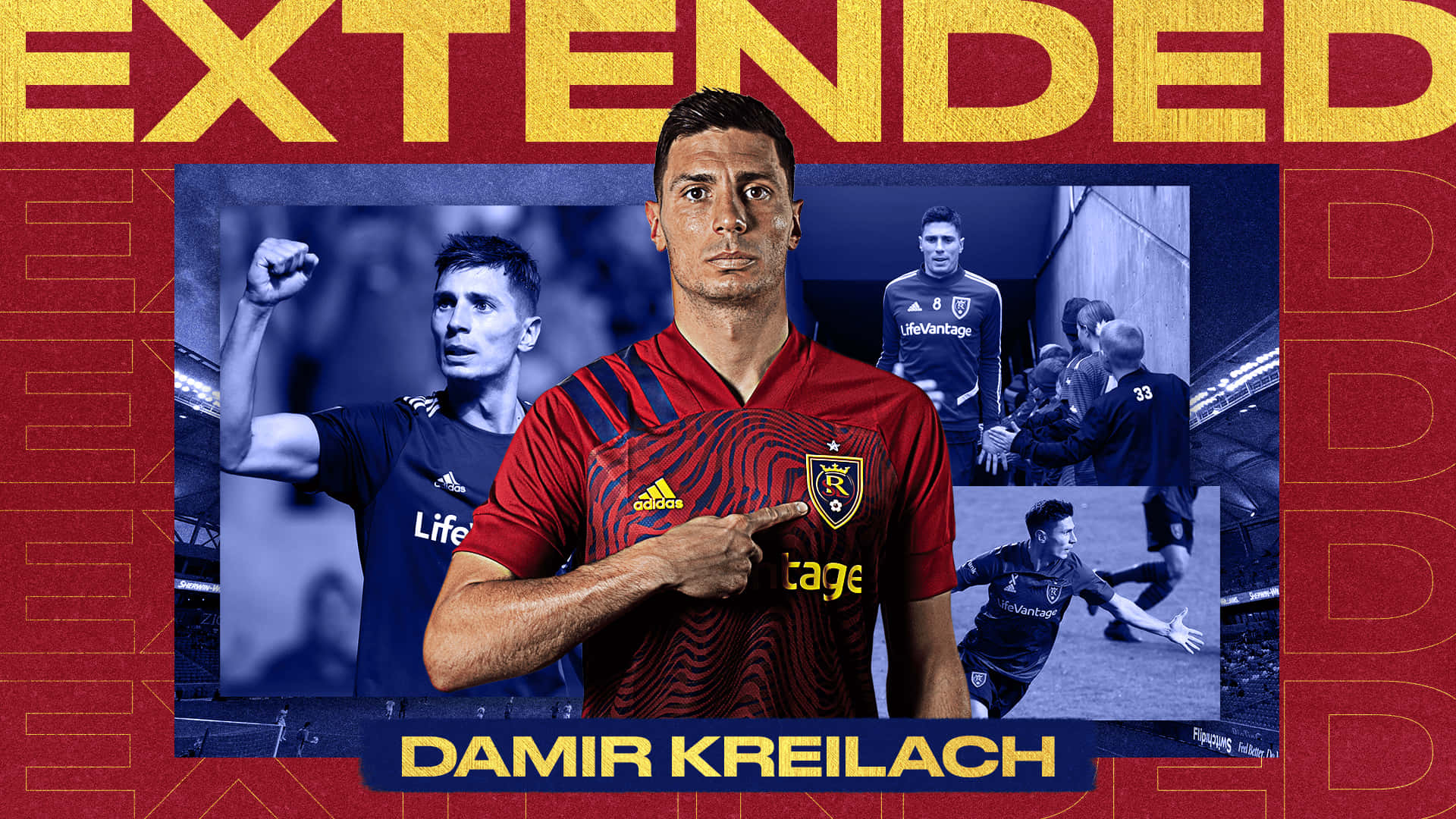 Damir Kreilach, red and black striped jersey, club crest, Full HD Desktop Wallpaper