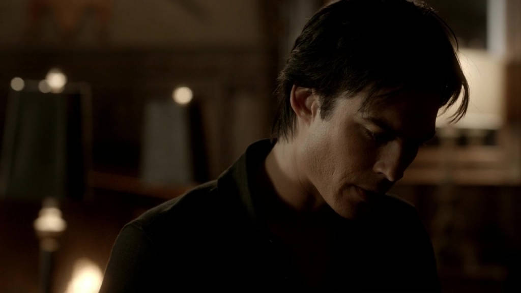 Damon Salvatore, dark hair, dimly lit room, SD Desktop Wallpaper