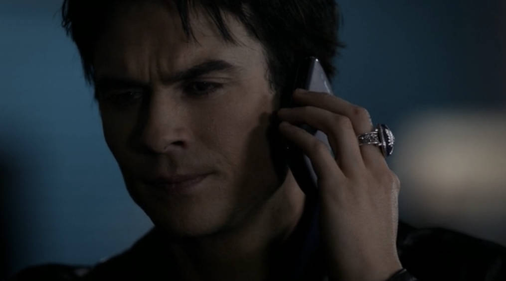 Damon Salvatore, phone, dimly lit room, SD Desktop Wallpaper