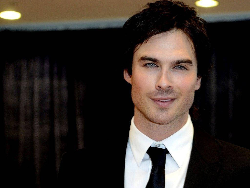 Damon Salvatore, black suit, tie, SD Desktop Wallpaper