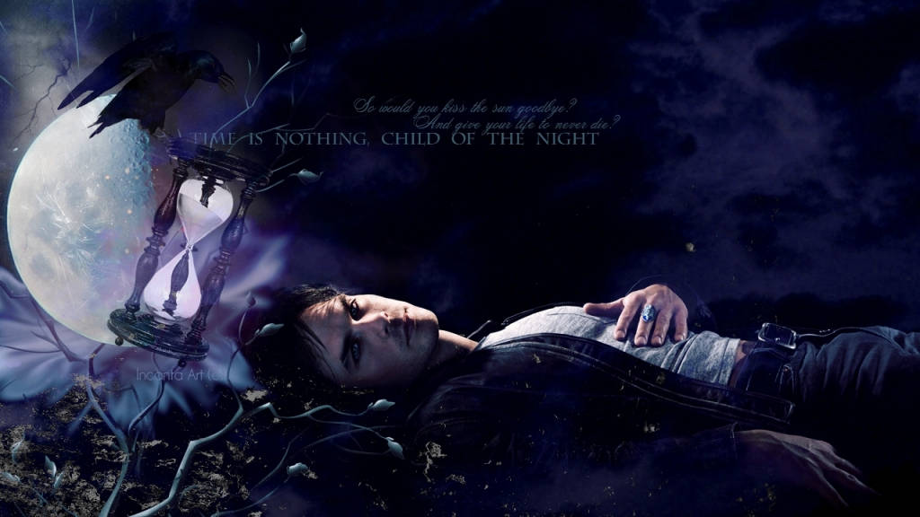 Damon Salvatore, hourglass, full moon, SD Desktop Wallpaper
