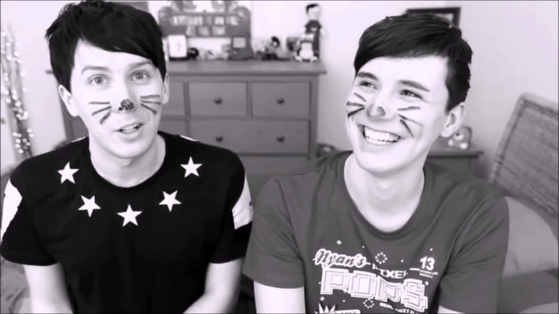Dan and phil, cat whiskers, monochrome bedroom, Full HD Desktop Wallpaper
