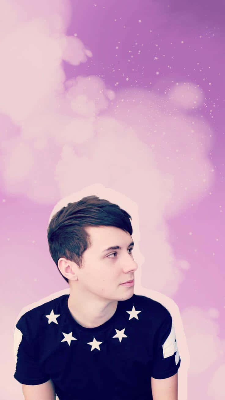 Dan and Phil, star-patterned shirt, dreamy purple sky, HD Phone Wallpaper