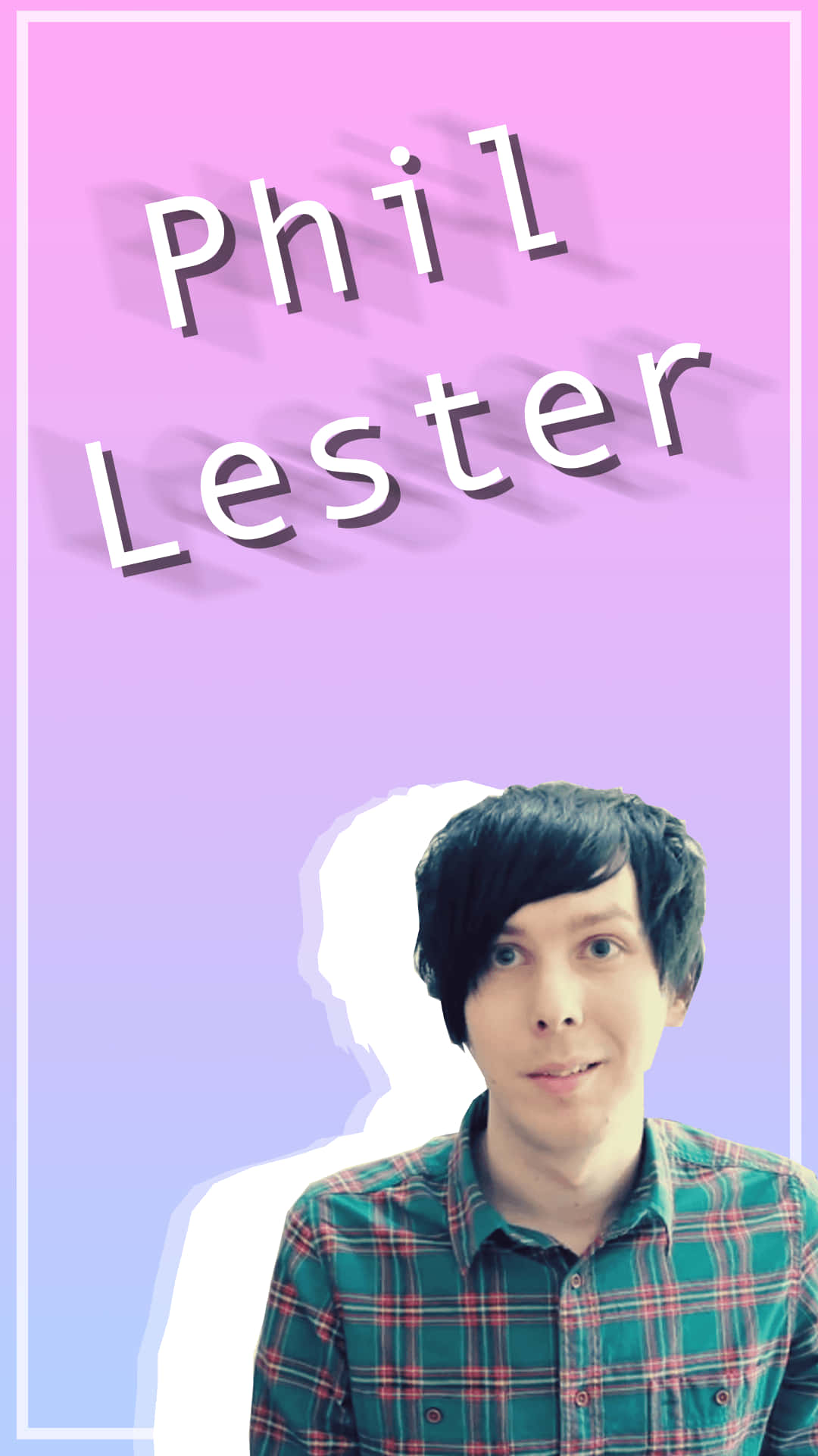 Dan and Phil, plaid shirt, gradient purple background, Full HD Phone Wallpaper