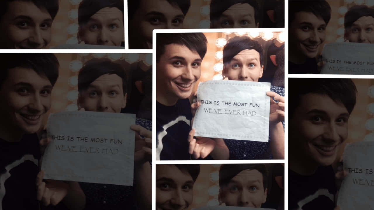 Dan and Phil, THIS IS THE MOST FUN WE'VE EVER HAD, warmly lit, HD Desktop Wallpaper