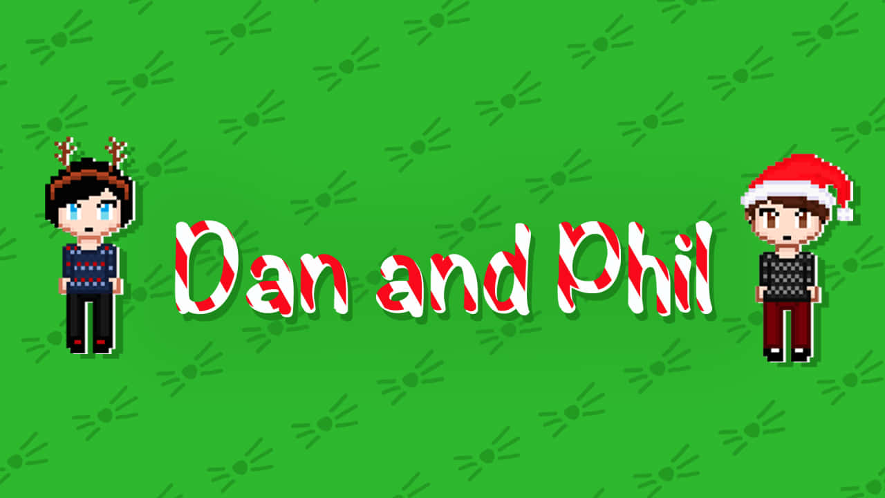Dan and Phil, holiday sweaters, candy cane text, HD Desktop Wallpaper