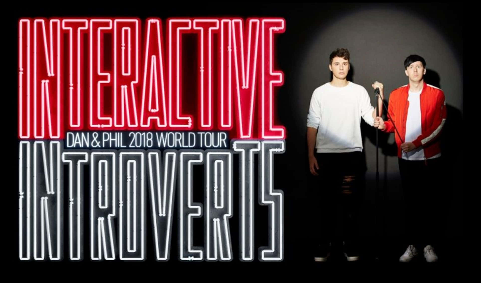 Dan and Phil, neon tour text, red and white neon, Full HD Desktop Wallpaper