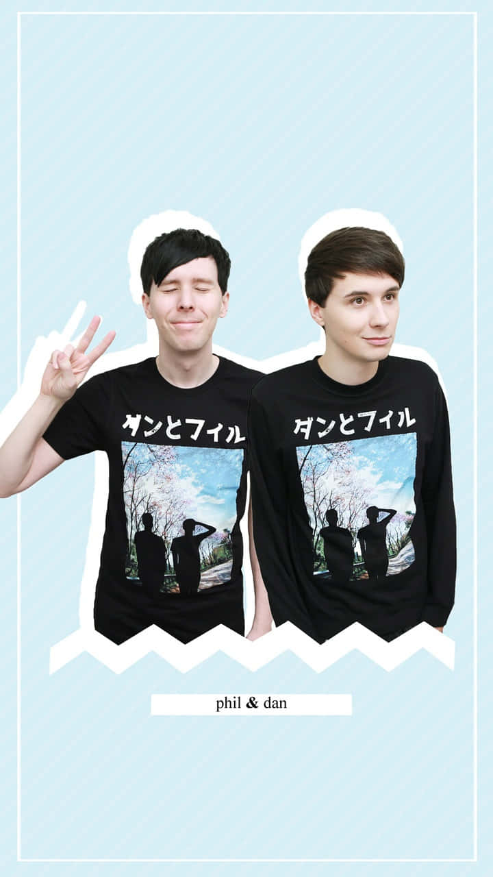 Dan and phil, black t-shirts, cherry blossom print, HD Phone Wallpaper