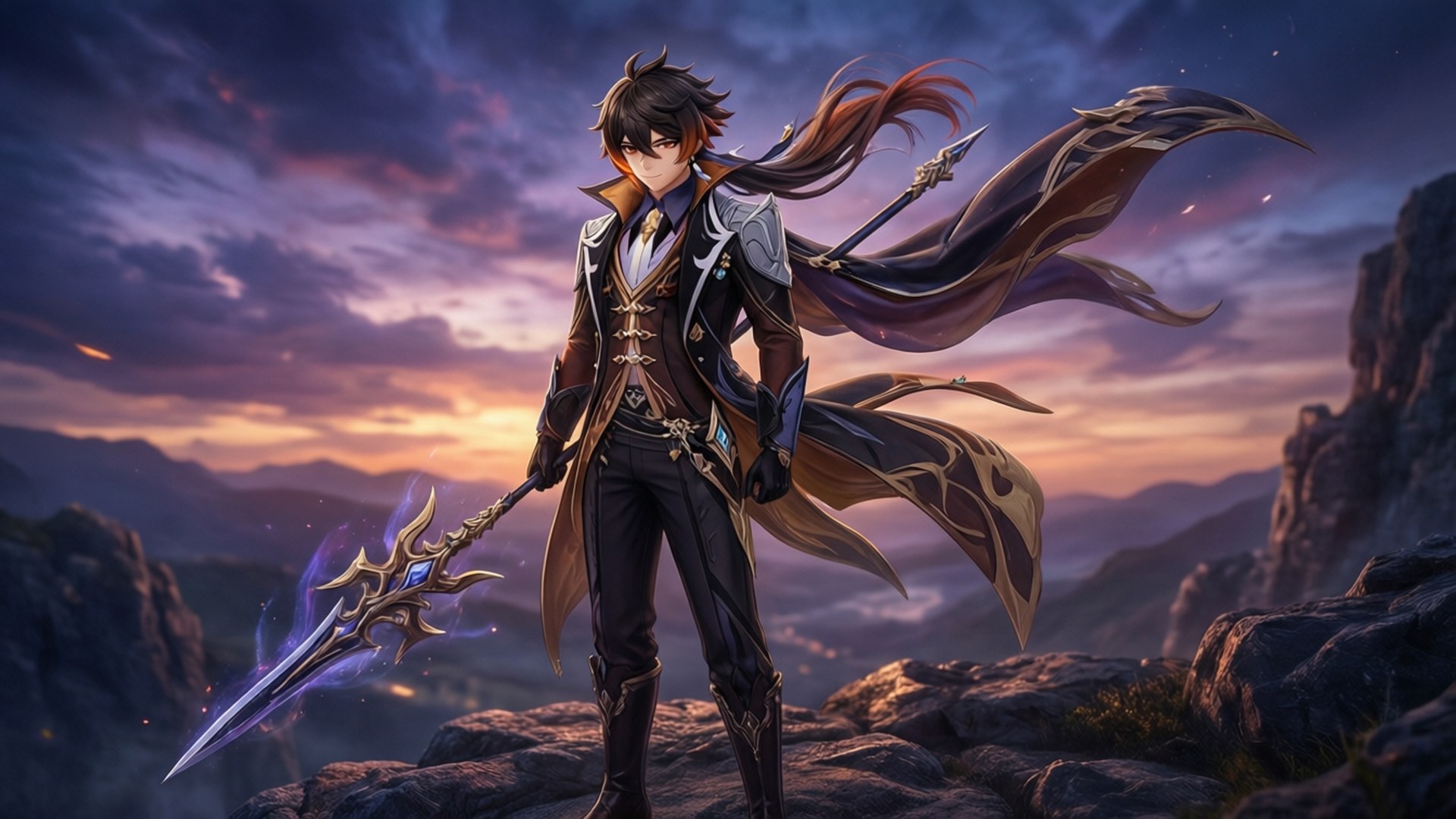 Dan Heng, cliff, dusk, Full HD Desktop Wallpaper