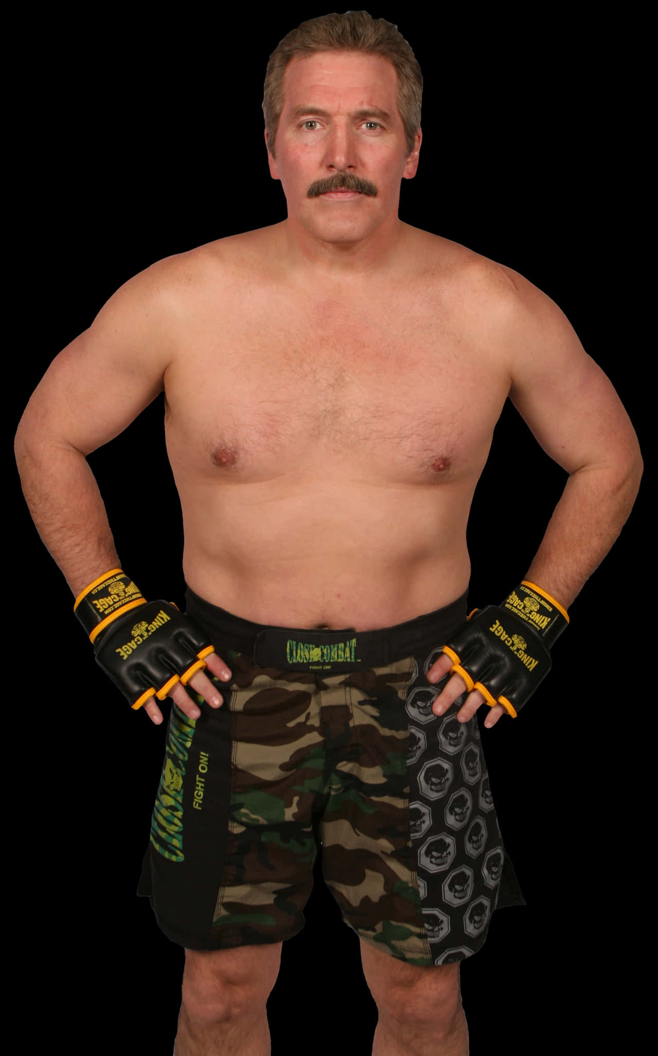 Dan Severn, camouflage shorts, fighting gloves, Full HD Phone Wallpaper