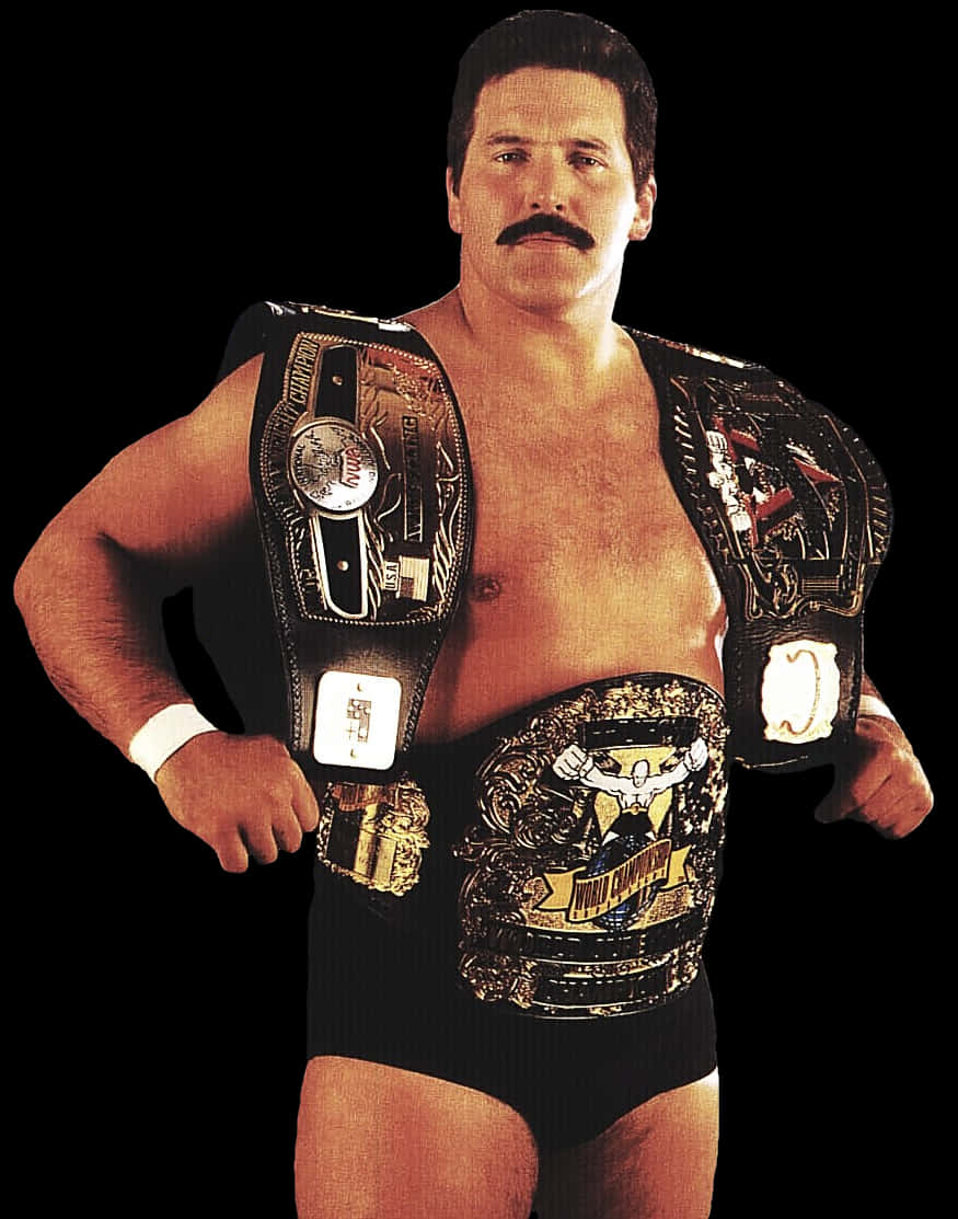 Dan Severn, championship belts, black background, SD Phone Wallpaper