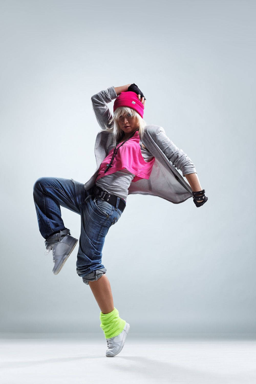 pink beanie, neon socks, high-energy hip-hop pose, HD Phone Wallpaper