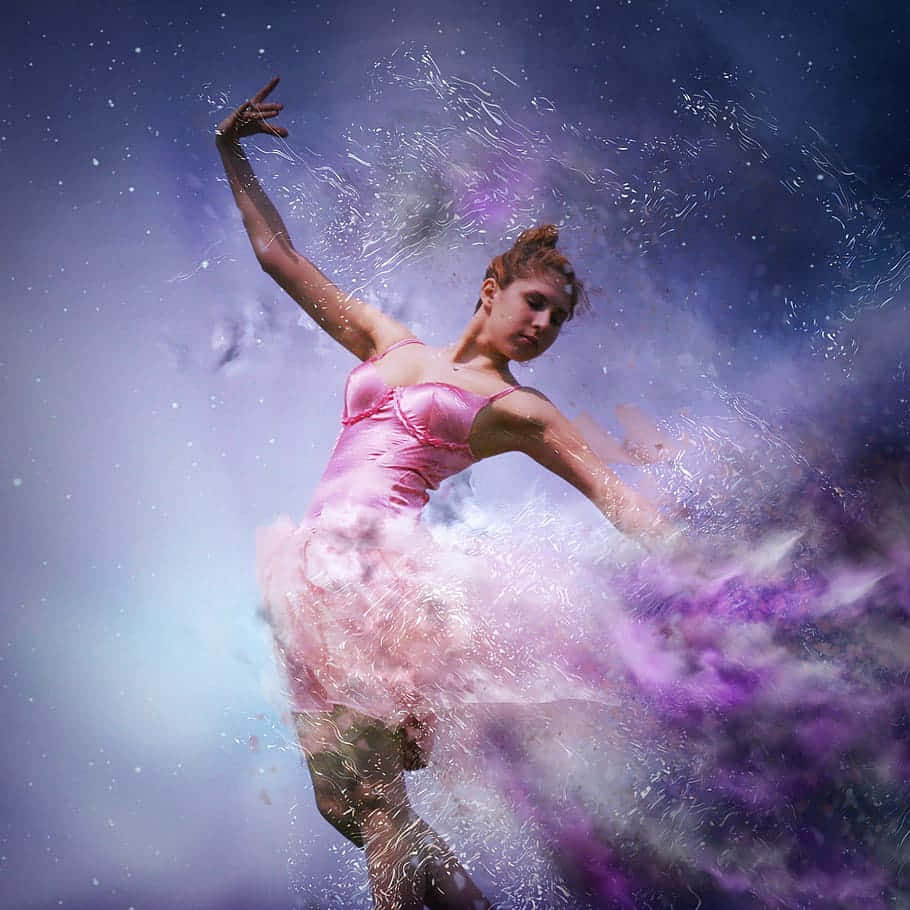 ballerina, pink dress, cosmic sky, SD Desktop Wallpaper