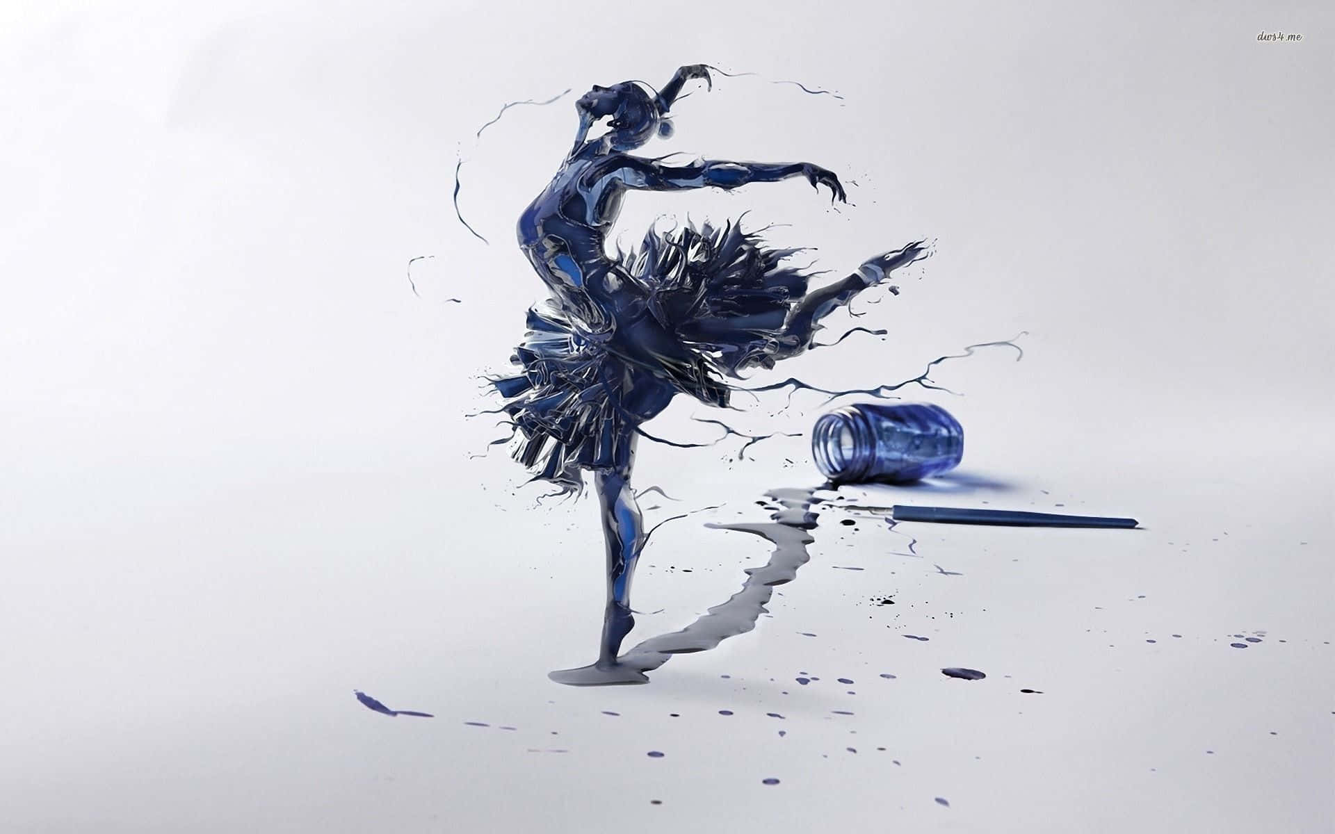 ballerina dancer pose, blue paint, flowing blue paint, Full HD Desktop Wallpaper