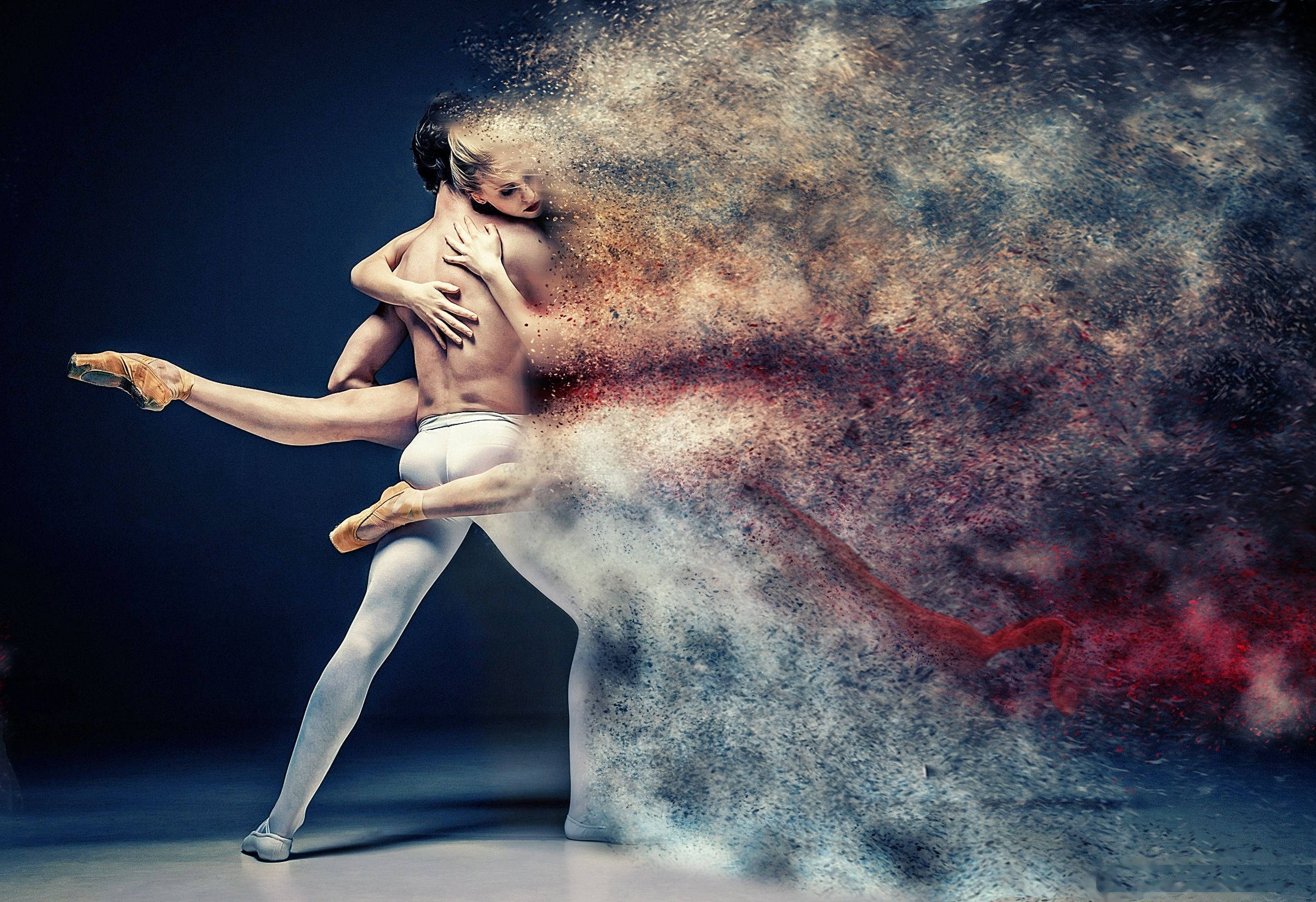 ballet dancer, partner, swirling cosmic dust, Full HD Desktop Wallpaper