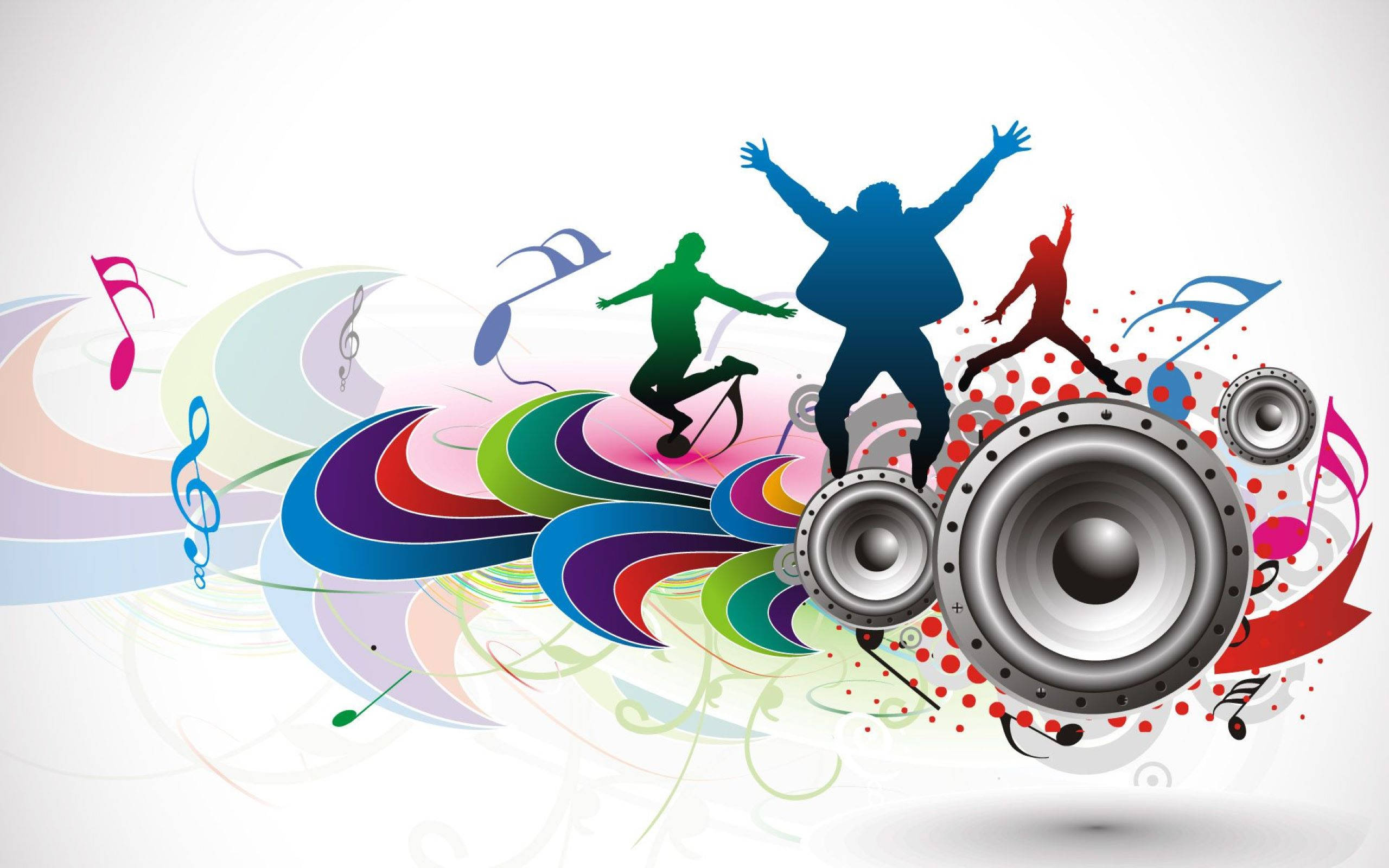 Dance, music, rainbow waves, 2K Desktop Wallpaper