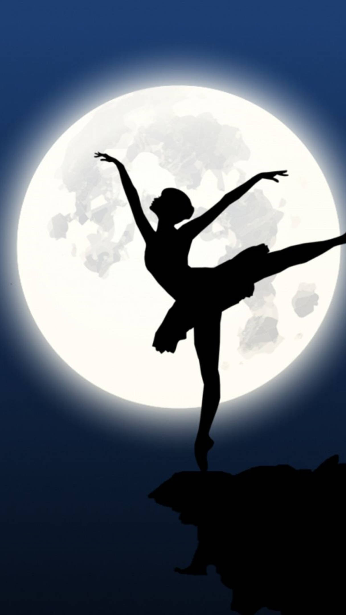 ballet, moonlight, full moon, Full HD Phone Wallpaper