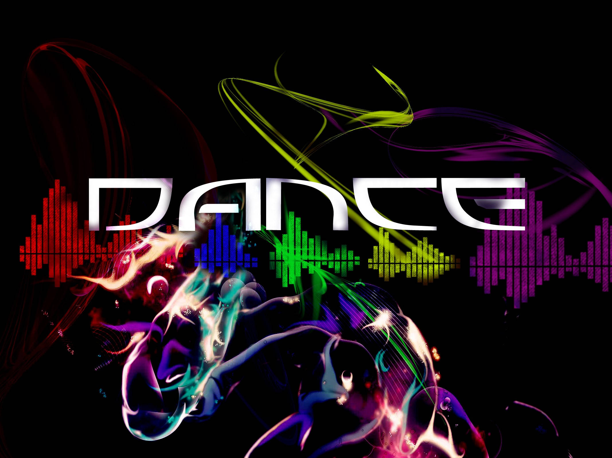 Dance, neon energy, glowing audio waveforms, Full HD Desktop Wallpaper