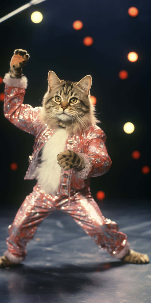 Dancing Catin, sparkling pink sequined suit, stage lights, SD Phone Wallpaper