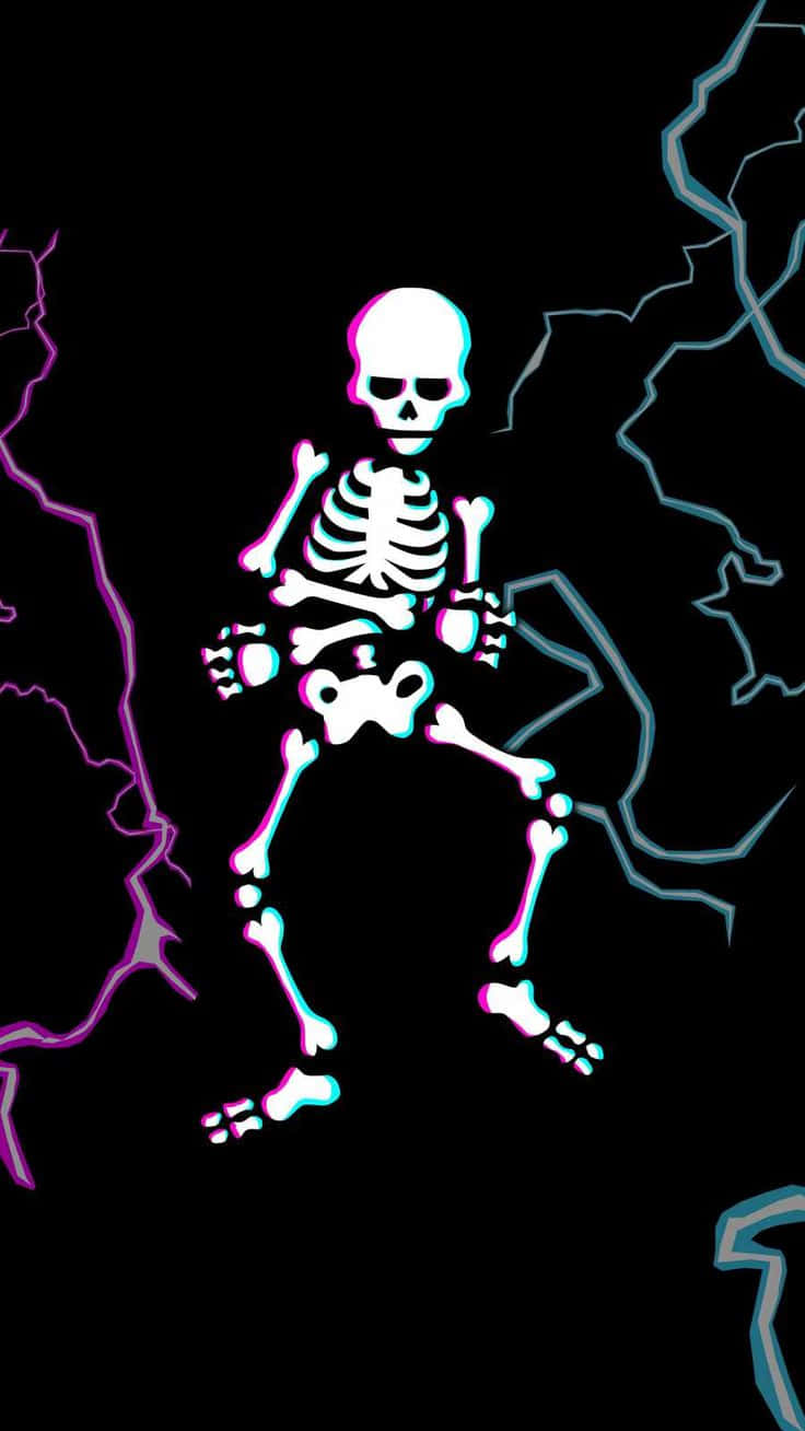 neon dancing skeleton, cyan, magenta, HD Phone Wallpaper