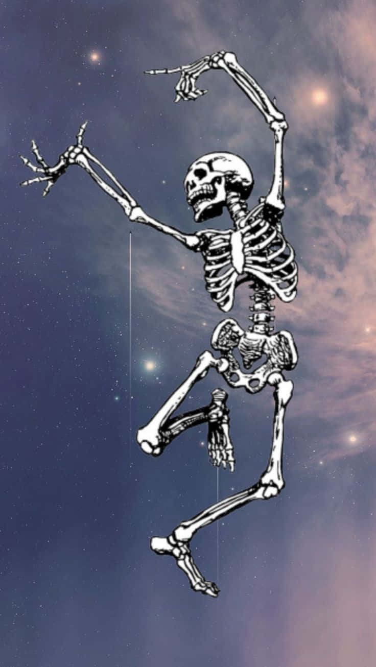cosmic dance skeleton, white skeletal figure, starry cosmic sky, HD Phone Wallpaper