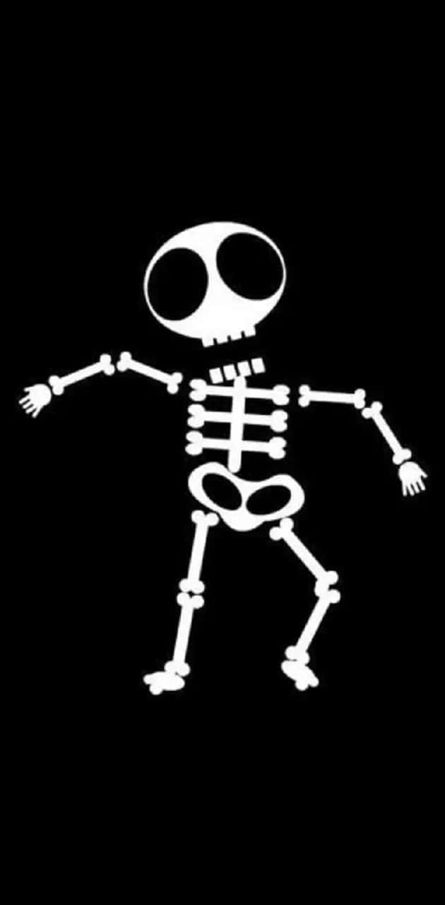 Cartoon Skeleton, white skeleton figure, large empty eye sockets, HD Phone Wallpaper