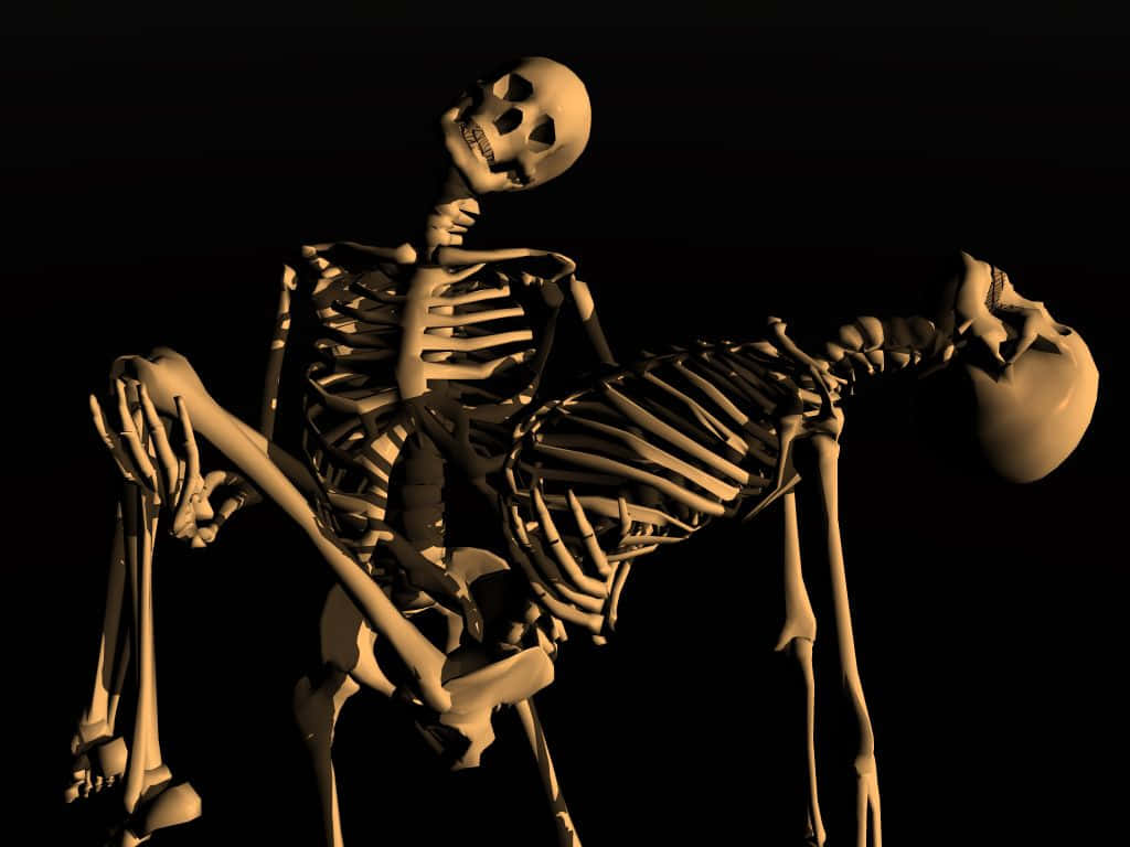 Dancing Skeleton, black background, warm lighting, SD Desktop Wallpaper
