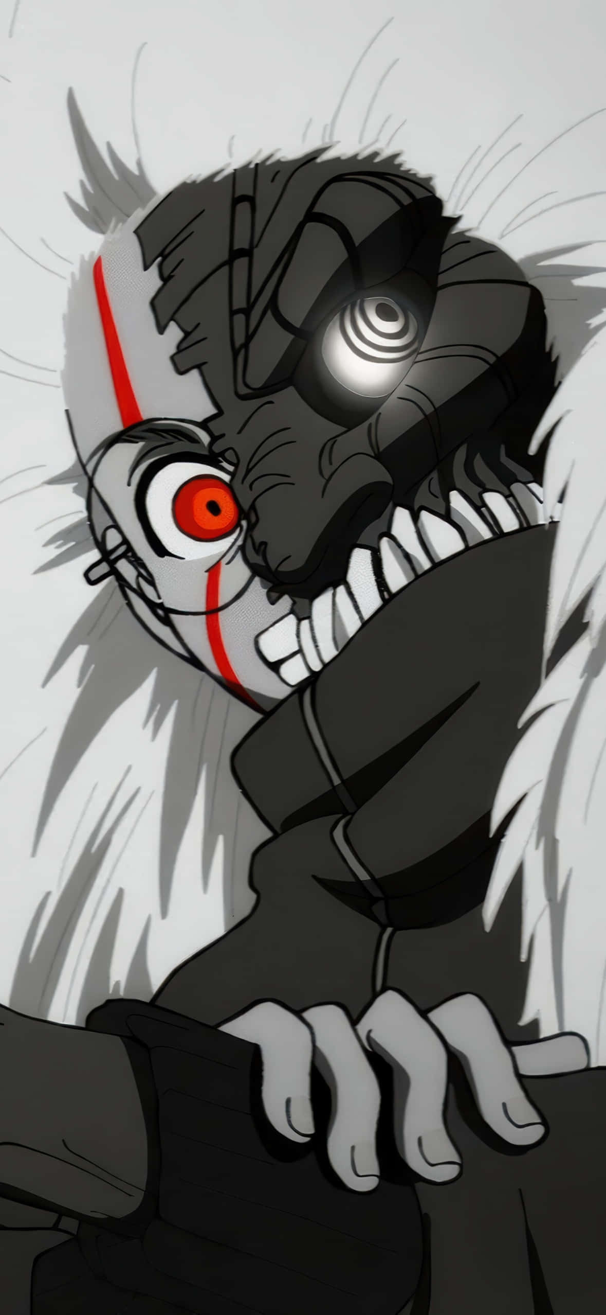 Dandadan, anime character, glowing red eye, Full HD Phone Wallpaper