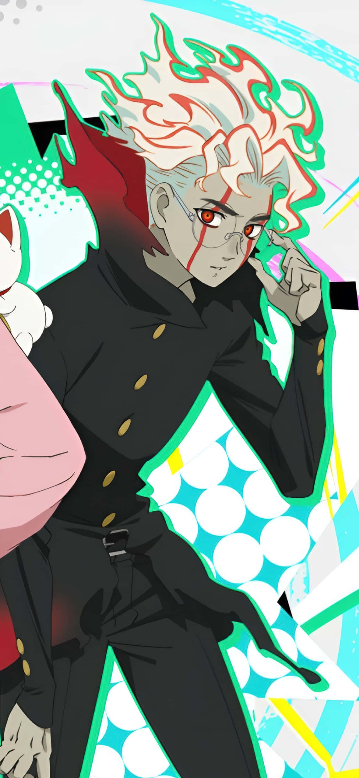 Dandadan, anime character, spiky white hair, Full HD Phone Wallpaper