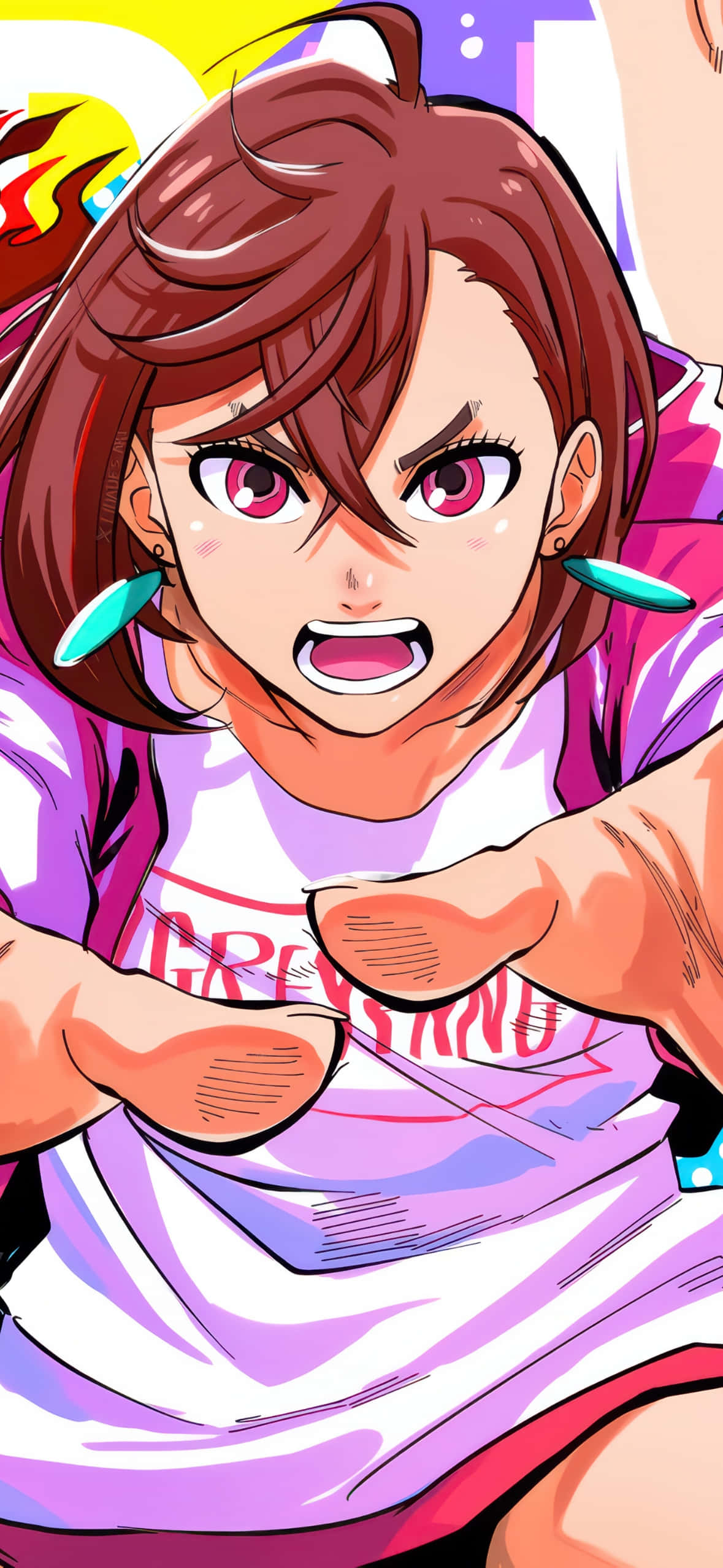 Dandadan, anime girl, brown hair, Full HD Phone Wallpaper