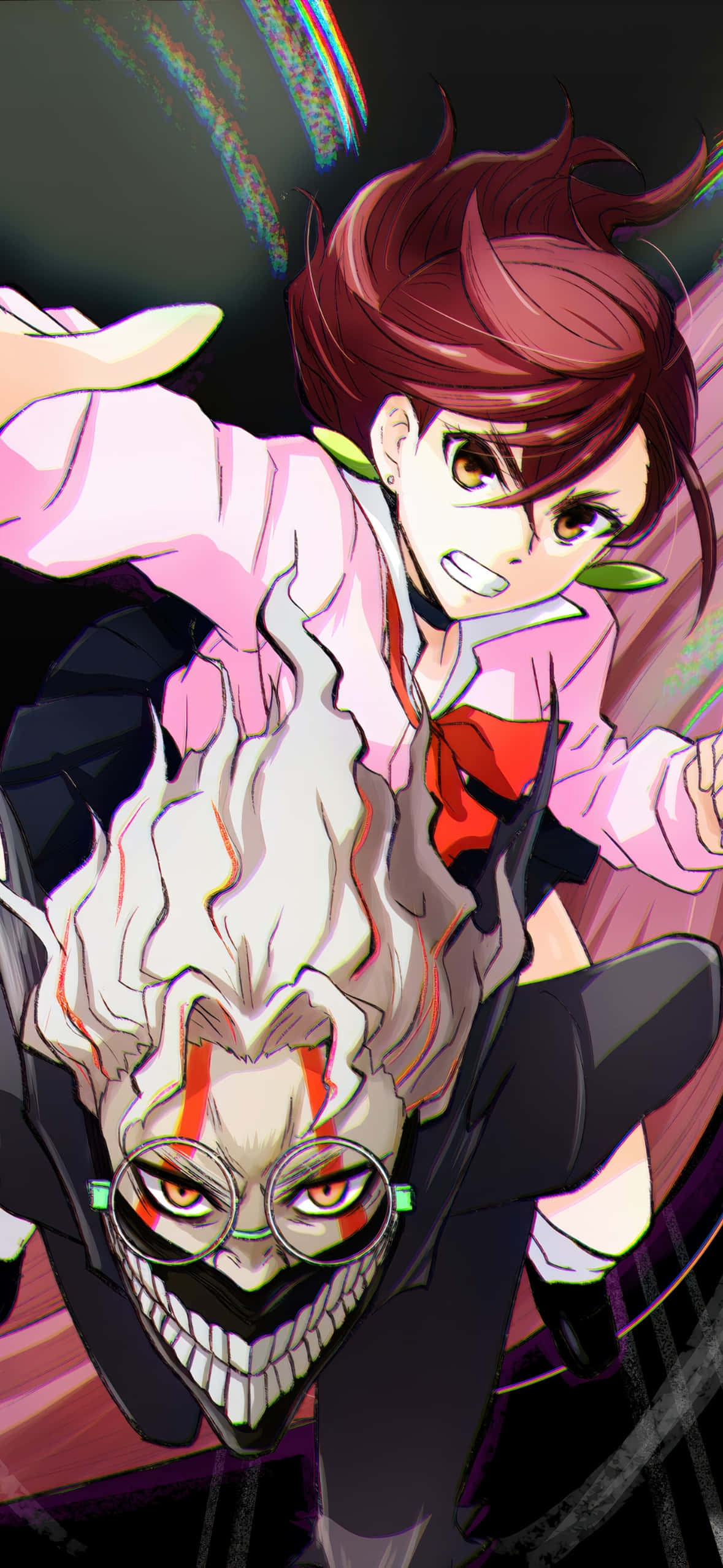 Dandadan, red-haired girl, pink jacket, Full HD Phone Wallpaper