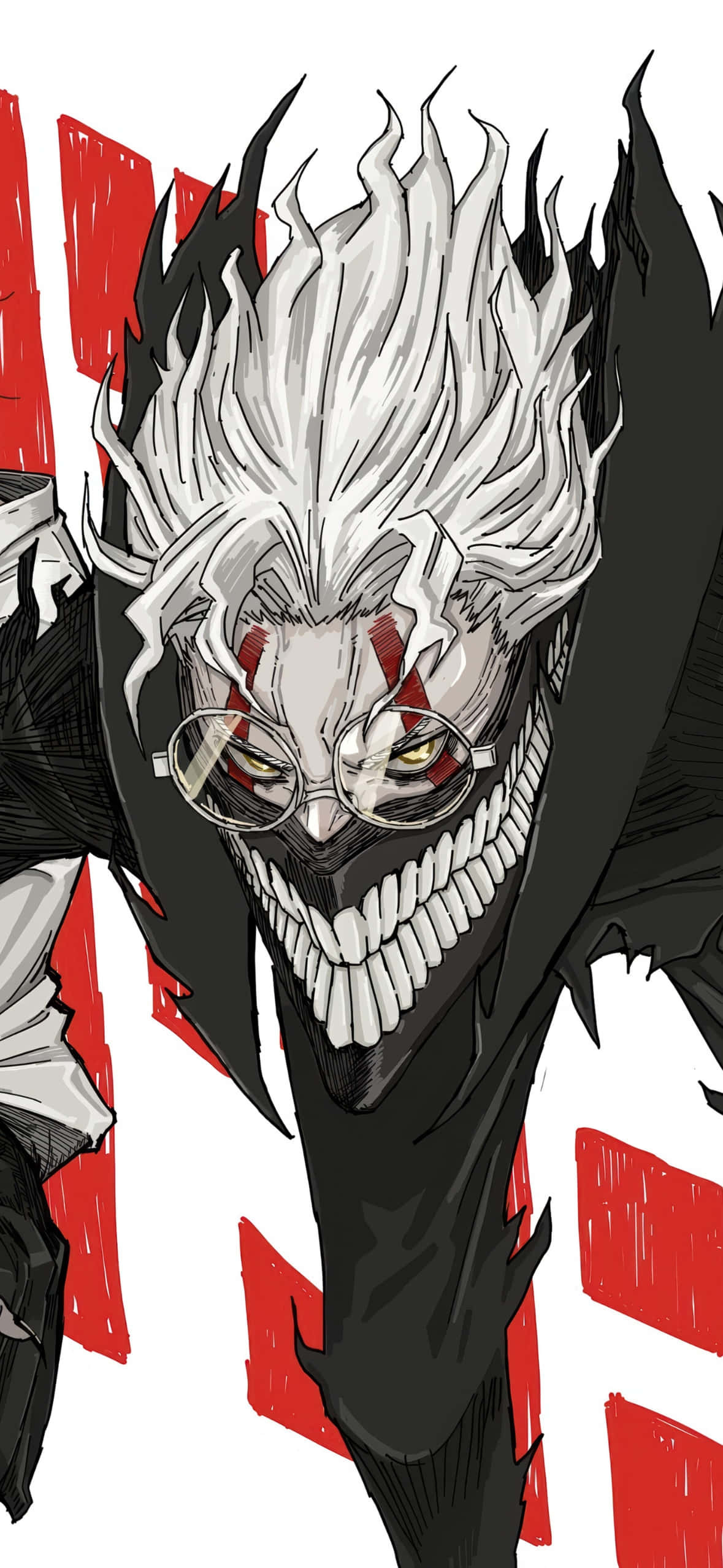 Dandadan, anime character, wild white hair, Full HD Phone Wallpaper