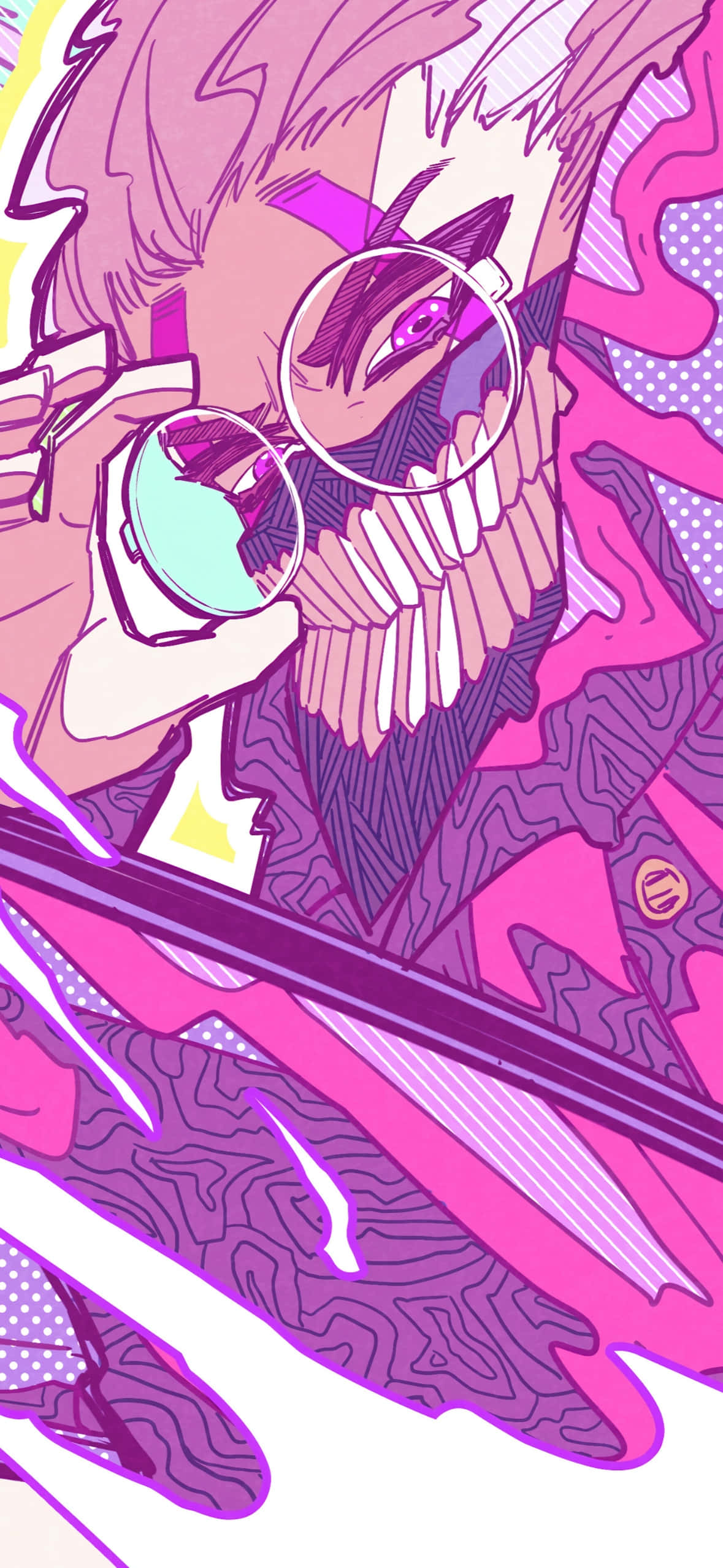Dandadan, iphone, pink hair, Full HD Phone Wallpaper