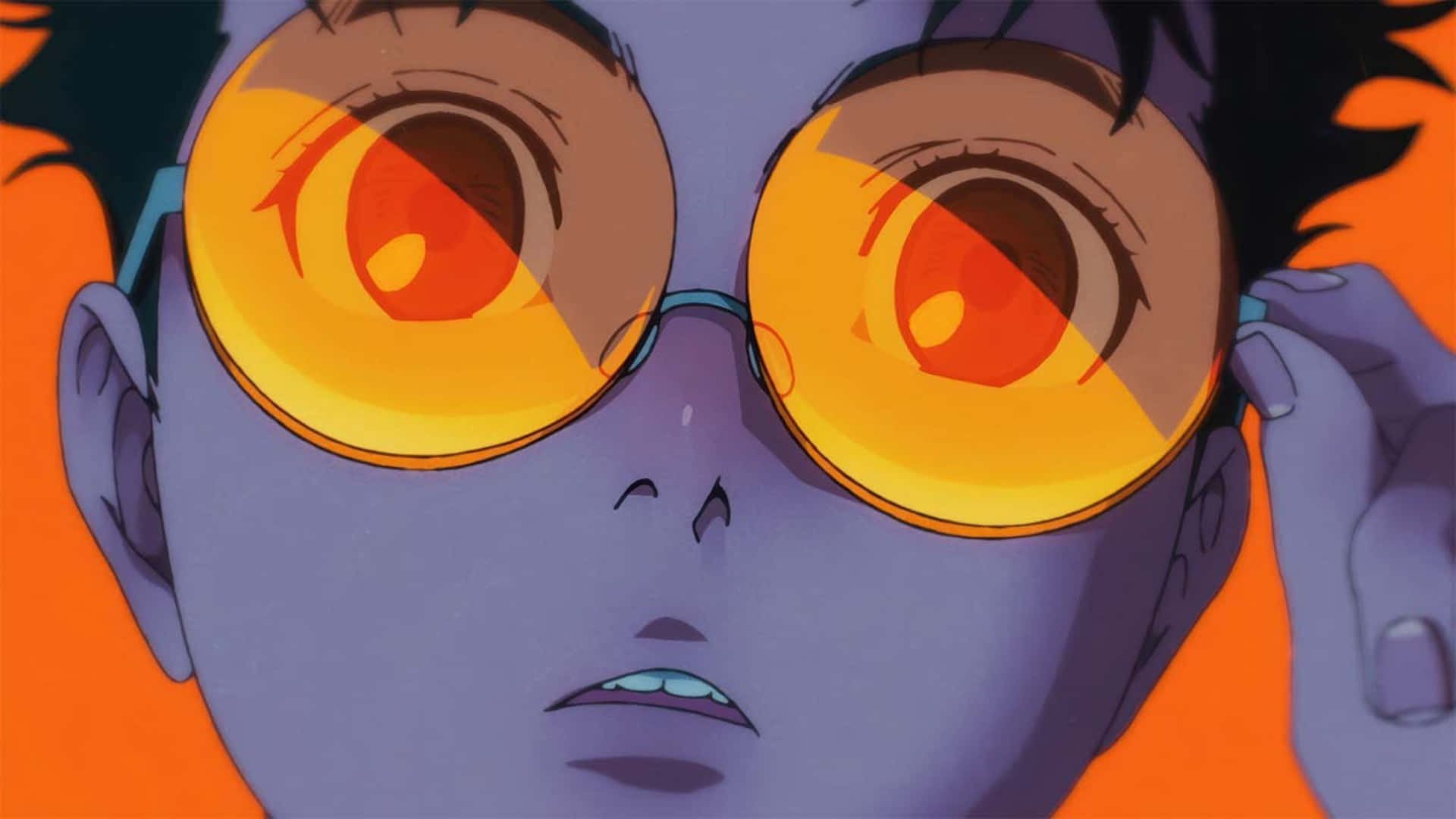 Dandadan, orange glasses, purple skin, Full HD Desktop Wallpaper