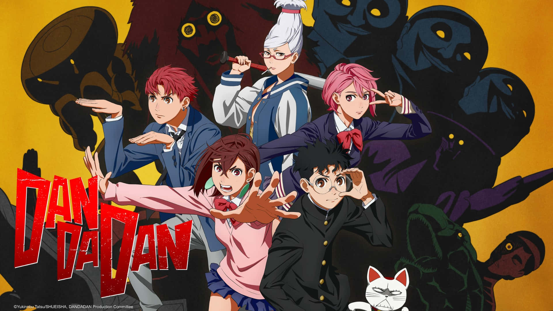 Dandadan, anime characters, school uniforms, Full HD Desktop Wallpaper