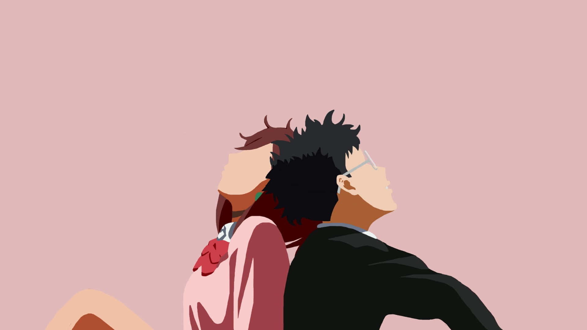 Dandadan, pink and black, stylized figures, Full HD Desktop Wallpaper