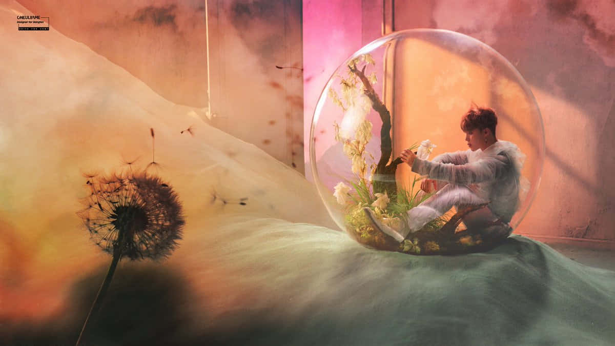 glass dome, flowers, soft glowing mist, SD Desktop Wallpaper