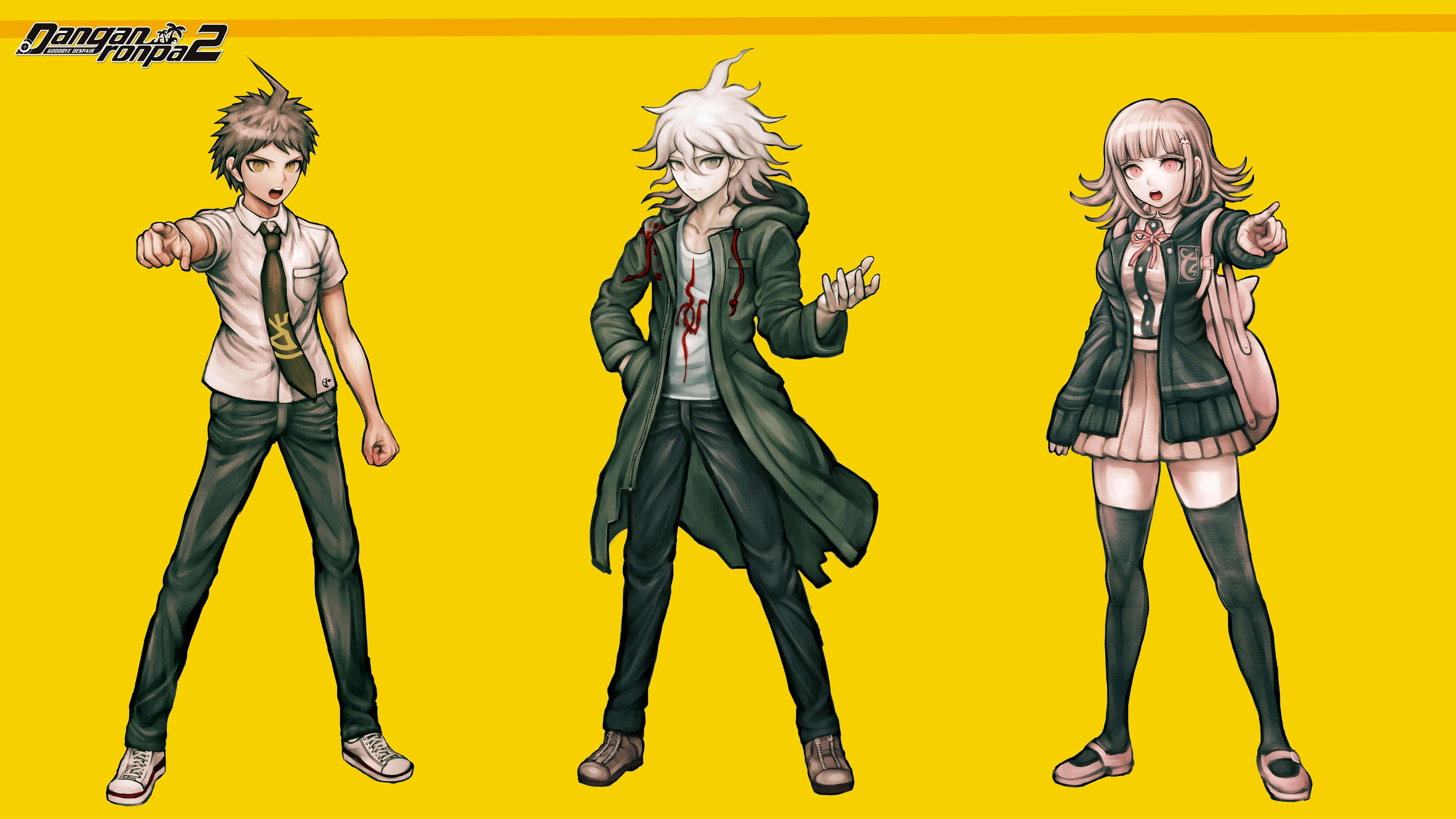 Danganronpa 2, character standees, anime characters, 4K Desktop Wallpaper