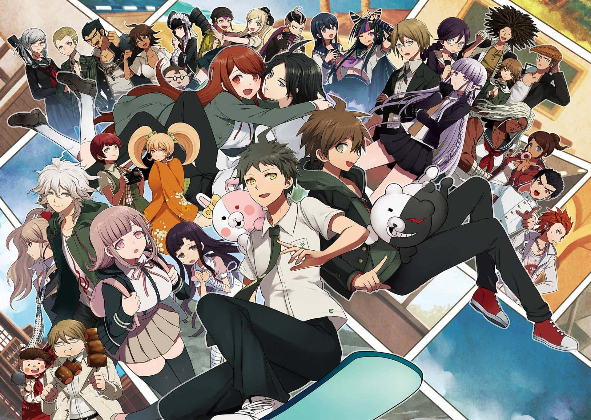 Danganronpa, characters, anime collage, Full HD Desktop Wallpaper