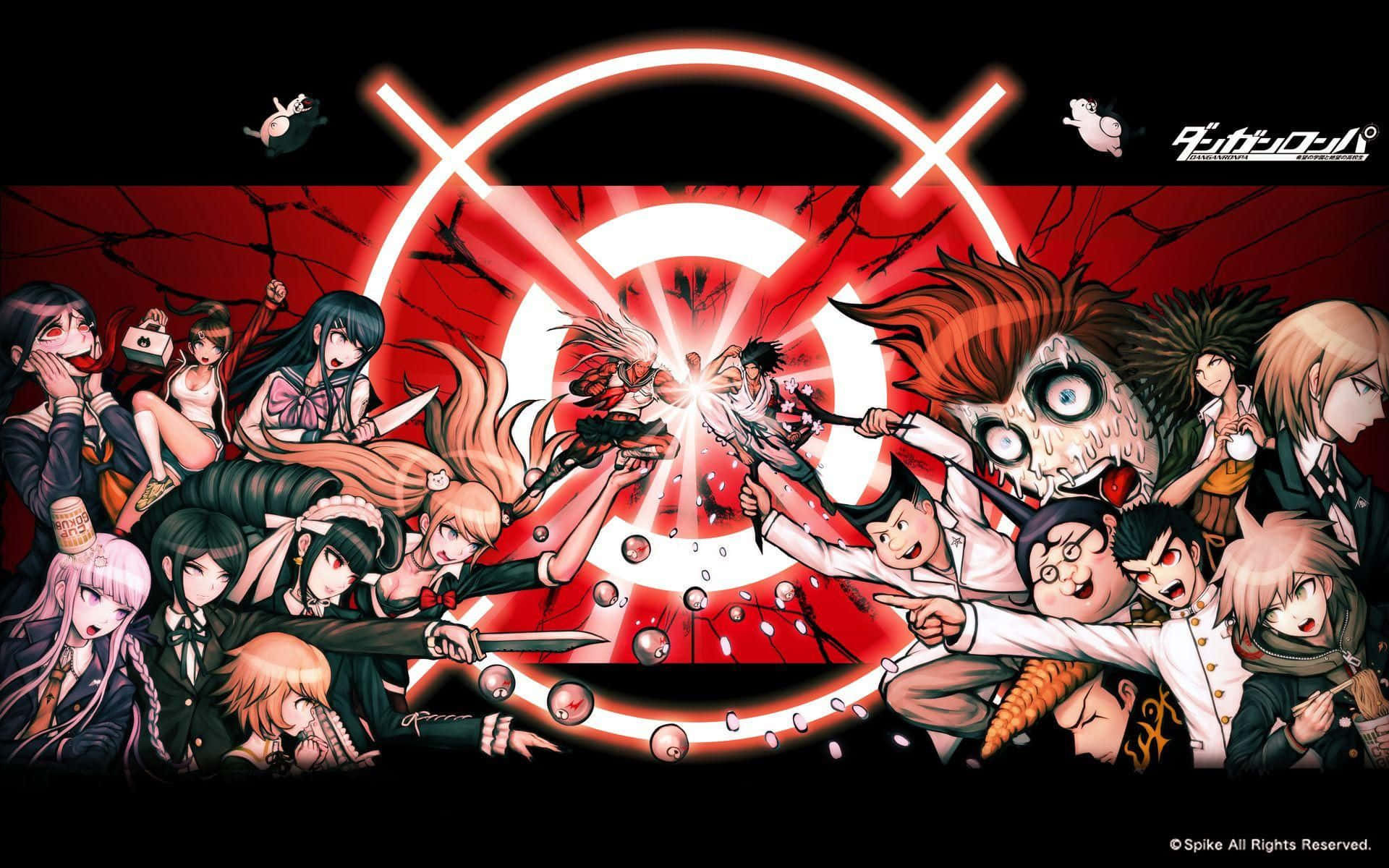 Danganronpa, school uniforms, glowing red target, Full HD Desktop Wallpaper
